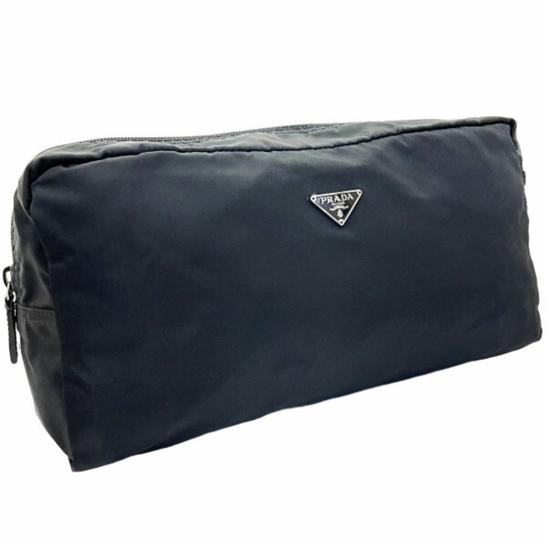 Prada Pouch Triangle Nylon Black PRADA Plate Tick Multi Bag in NERO KAN-14312