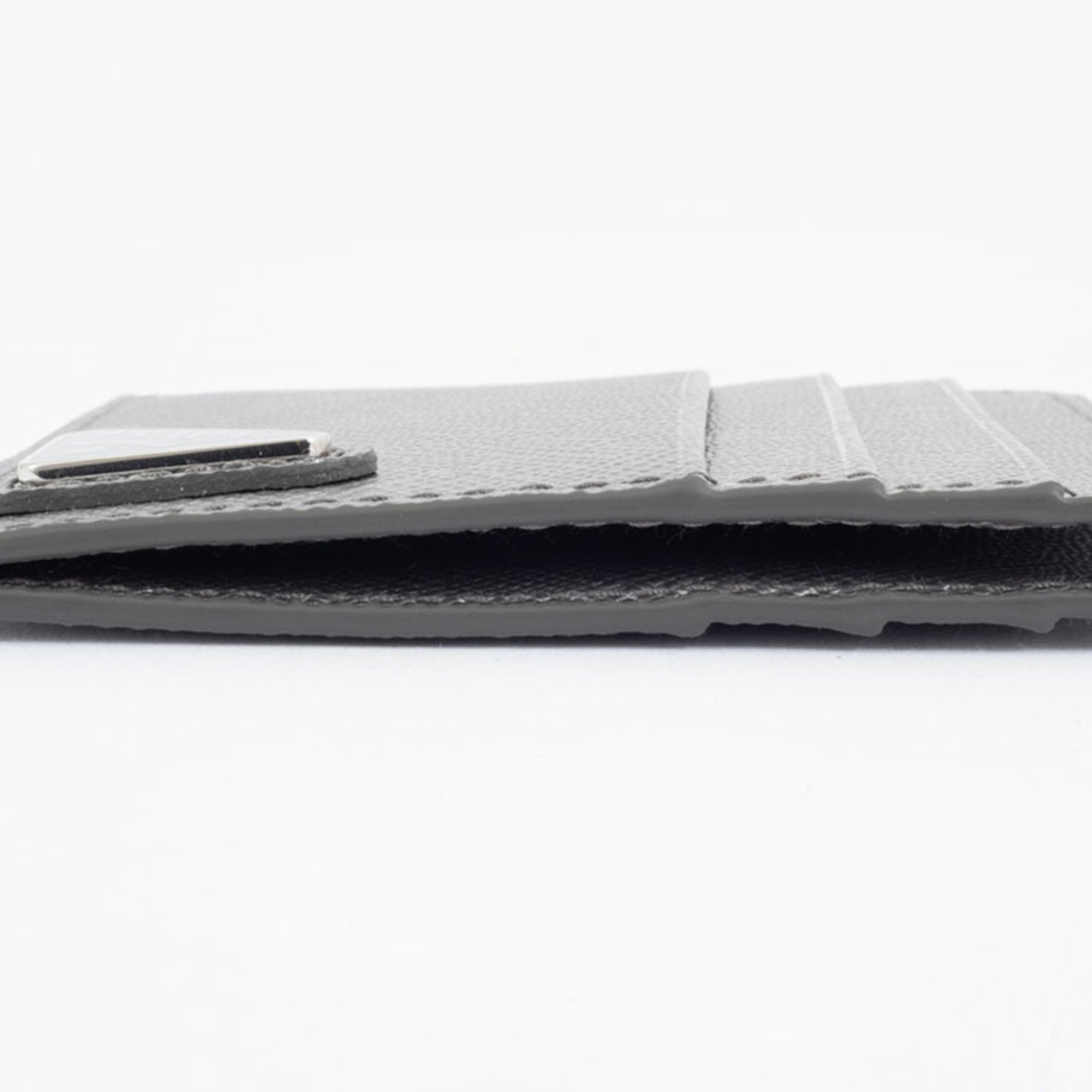 Prada Saffiano Triangle Card Case Cowhide Holder