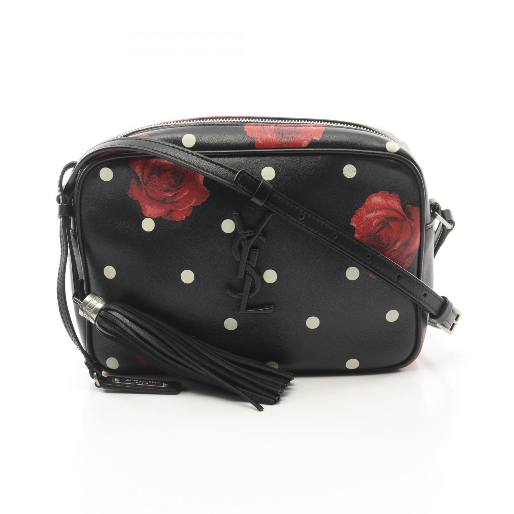 Saint Laurent Yves Paris YSL Monogram Shoulder Bag Leather Black Red White