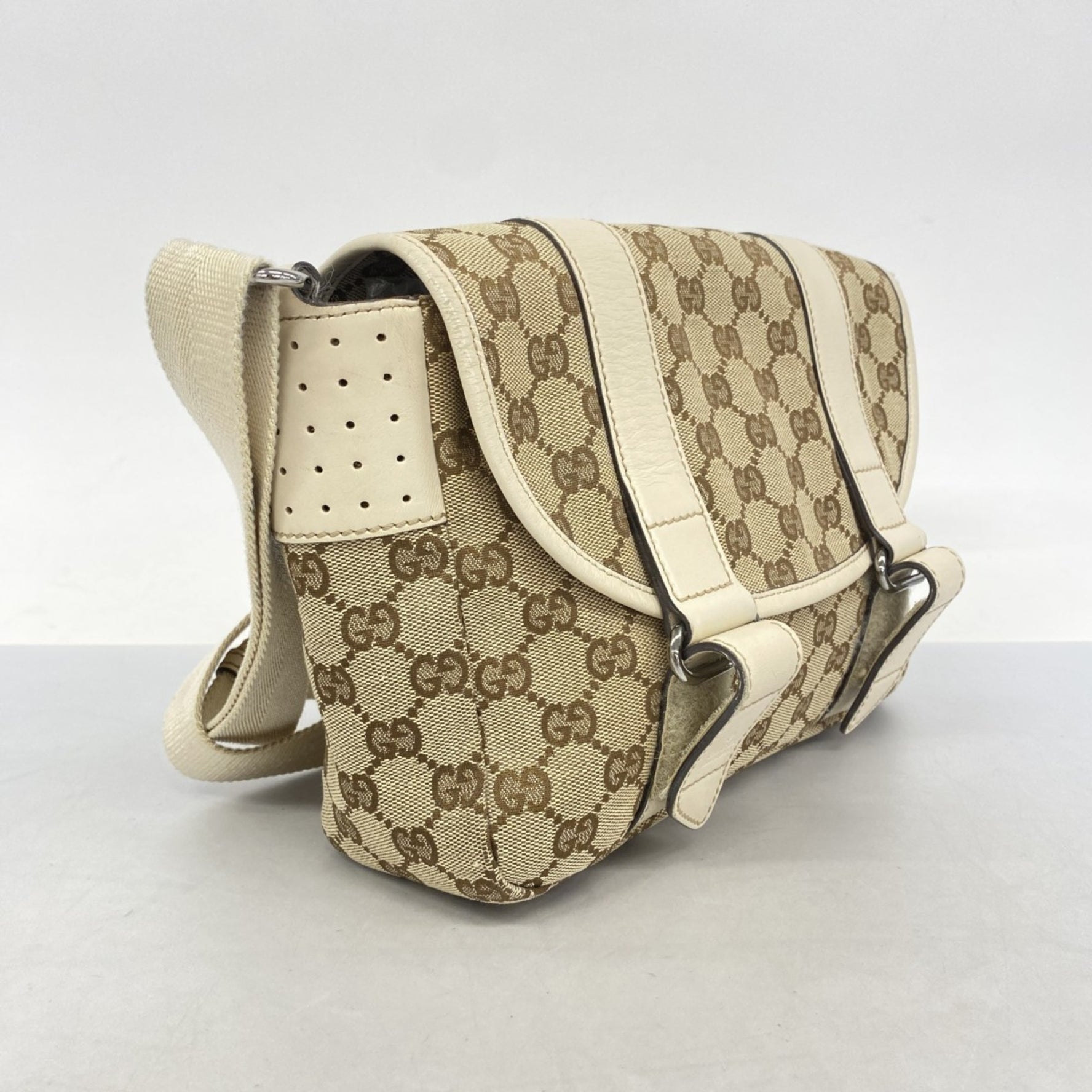 Gucci GG Canvas Shoulder Bag Brown White