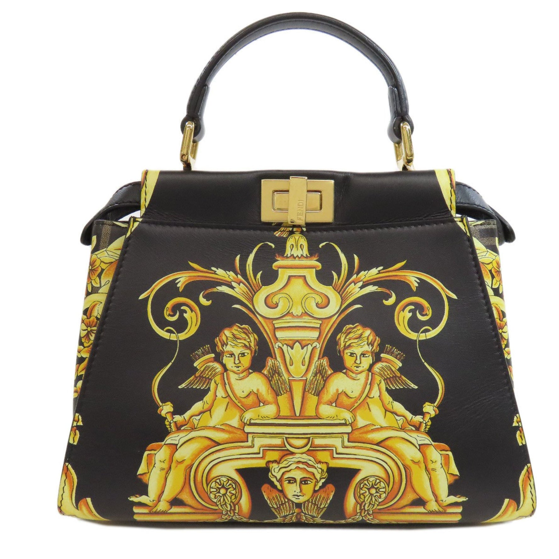 FENDI Fendace Peekaboo Handbag Calf Leather
