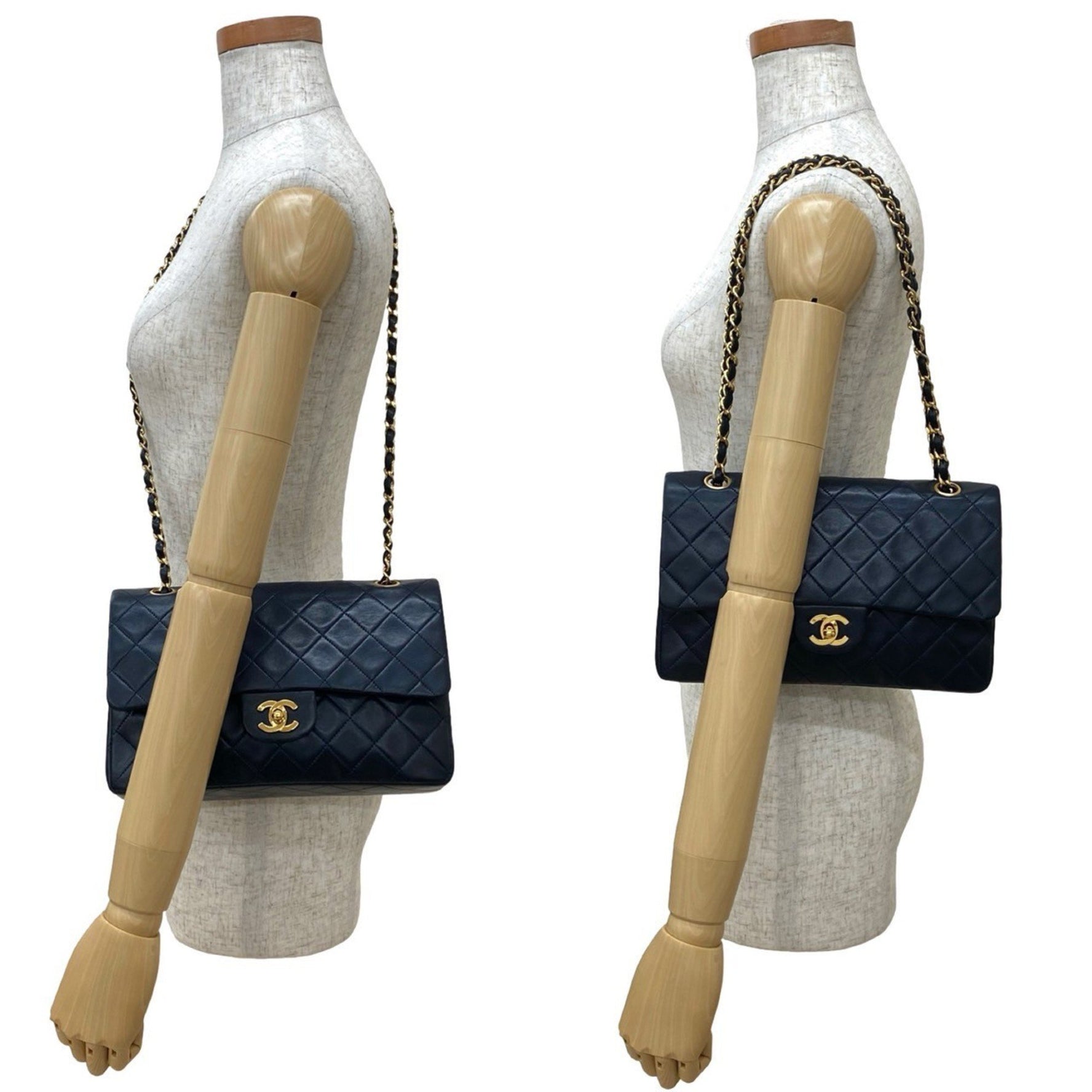 CHANEL Matelasse Coco Double Flap Lambskin Leather Chain Semi-Shoulder Bag, Blue, 415-5