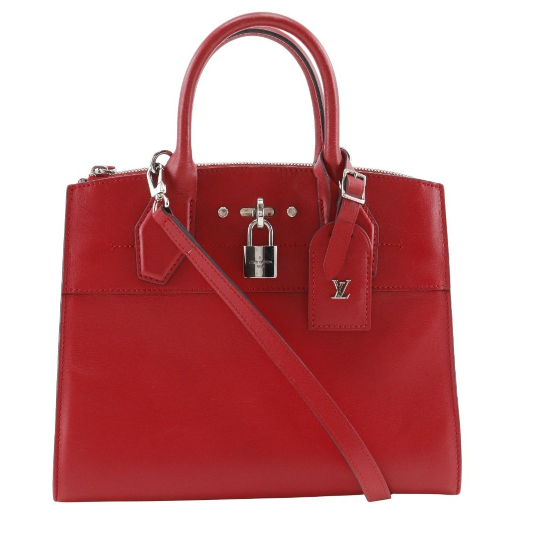 Louis Vuitton City Steamer PM Handbag Shoulder Calf Rouge 2015 Red