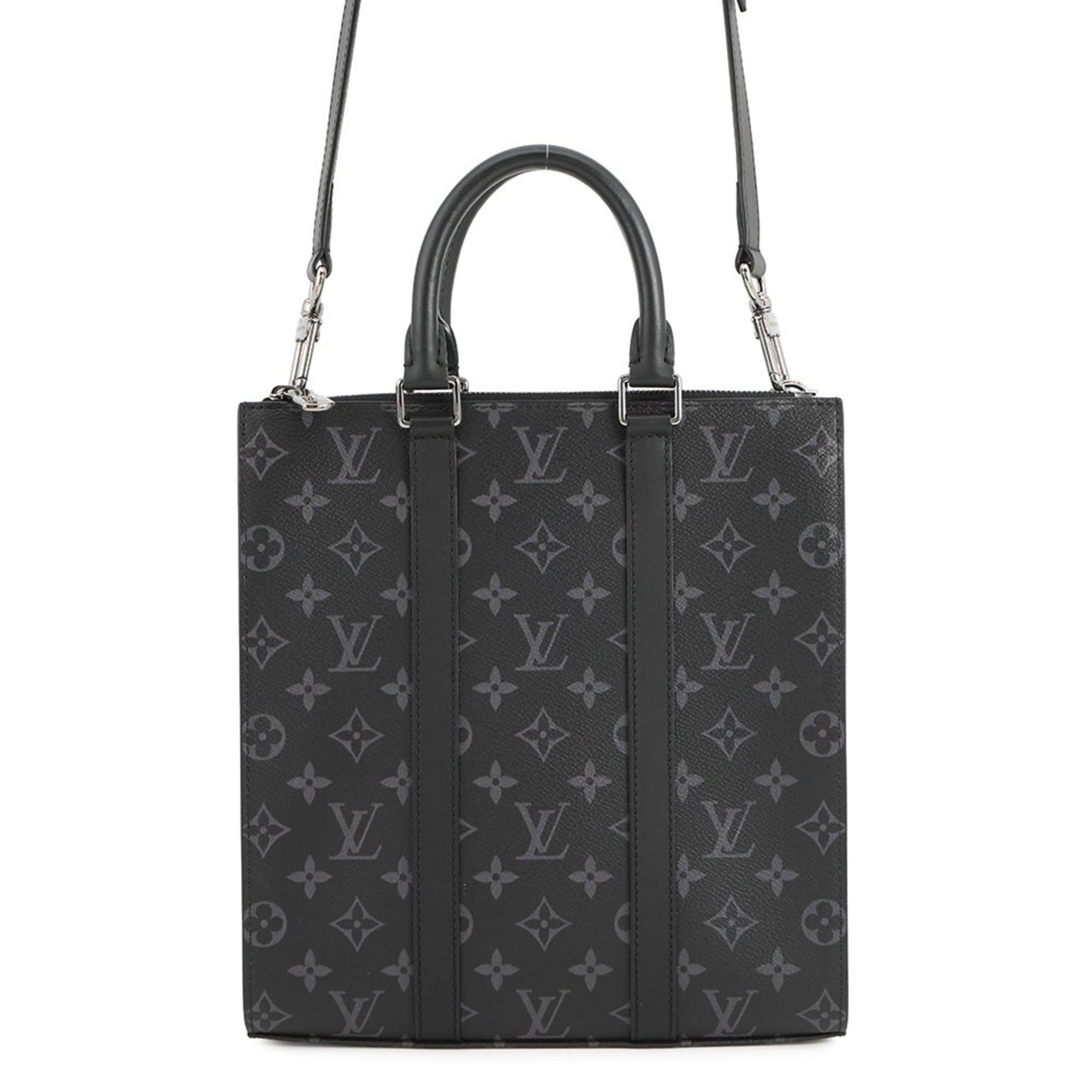 Louis Vuitton Monogram Eclipse Sac Plat Cross Handbag Black Shoulder Bag