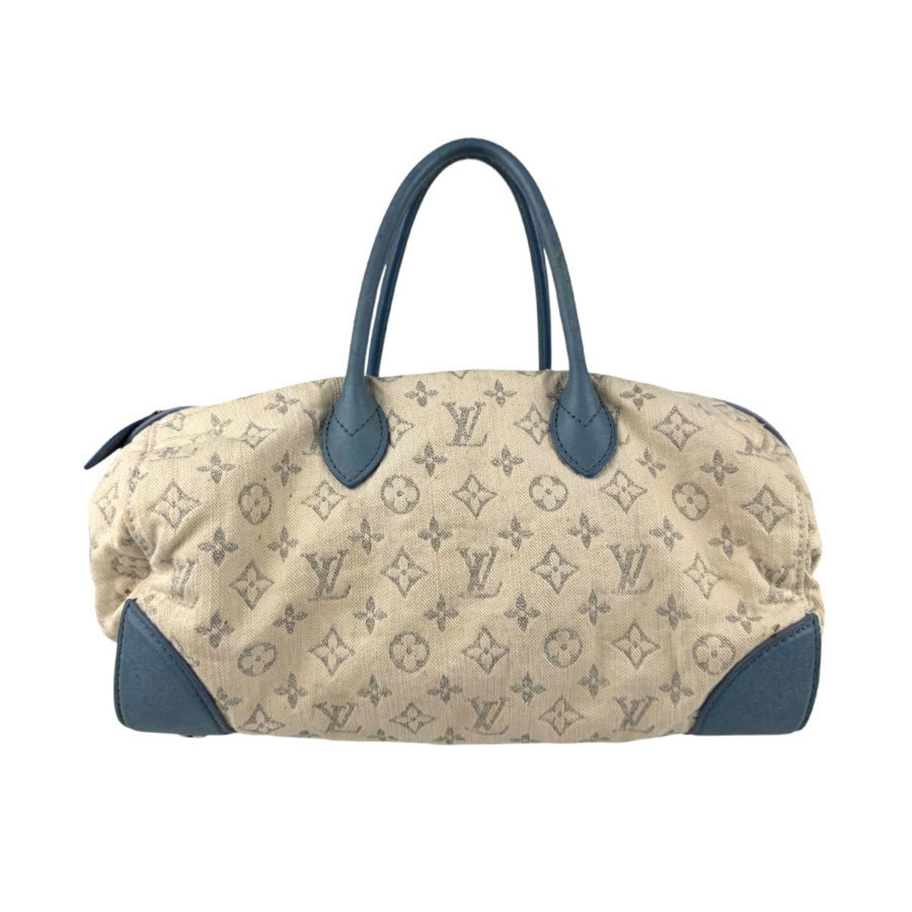 Louis Vuitton Speedy Round Canvas/Leather Shoulder Bag, White/Blue, Men's/Women's