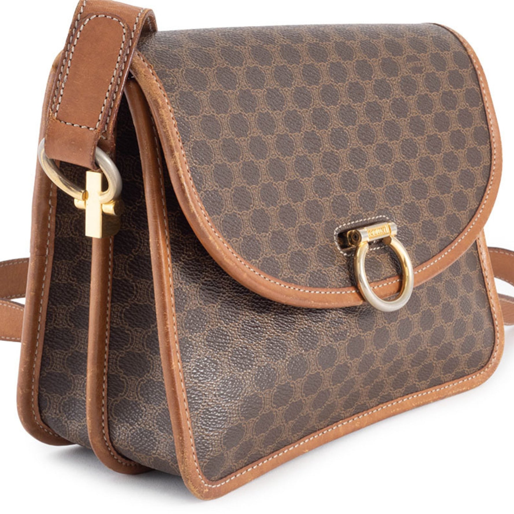 Celine Macadam Flap Shoulder Bag PVC Leather, Old Style, Two-Compartment