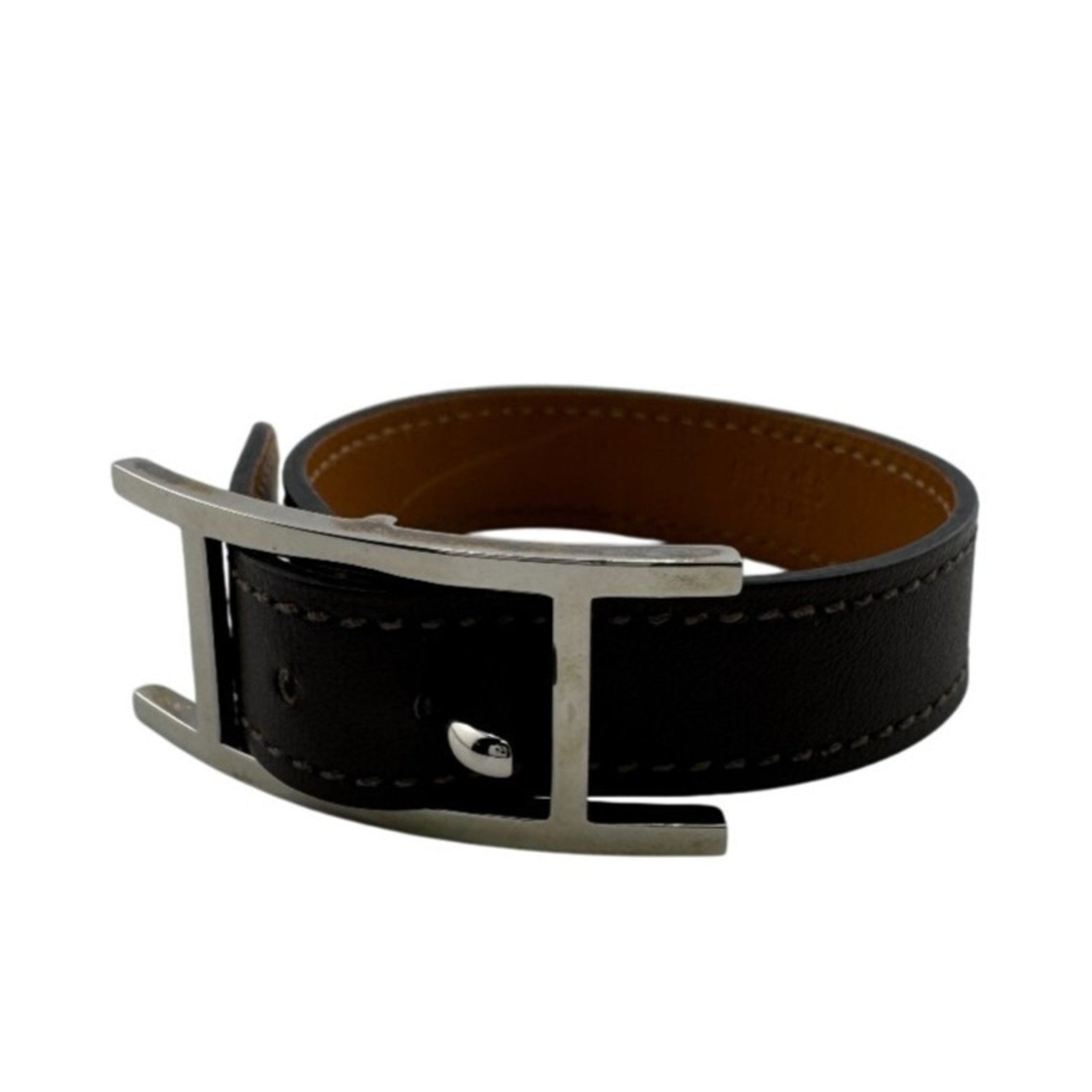 HERMES Double Tour B'api Bracelet/Ankle Bangle Brown