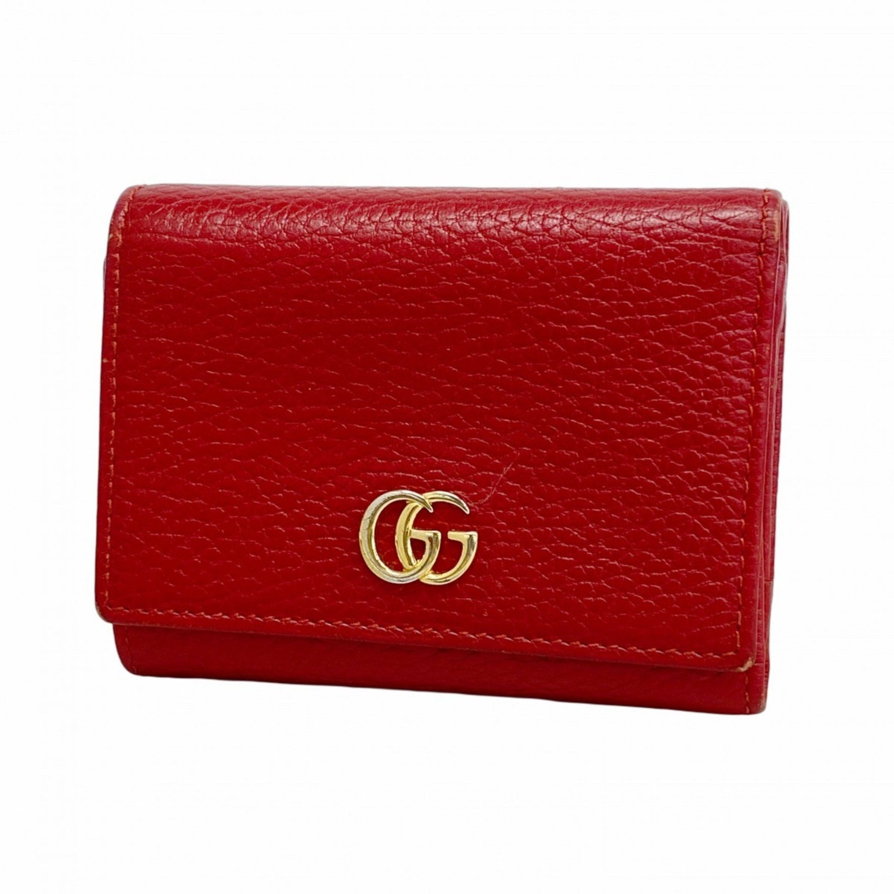 Gucci GG Marmont Tri-fold Wallet Leather Red