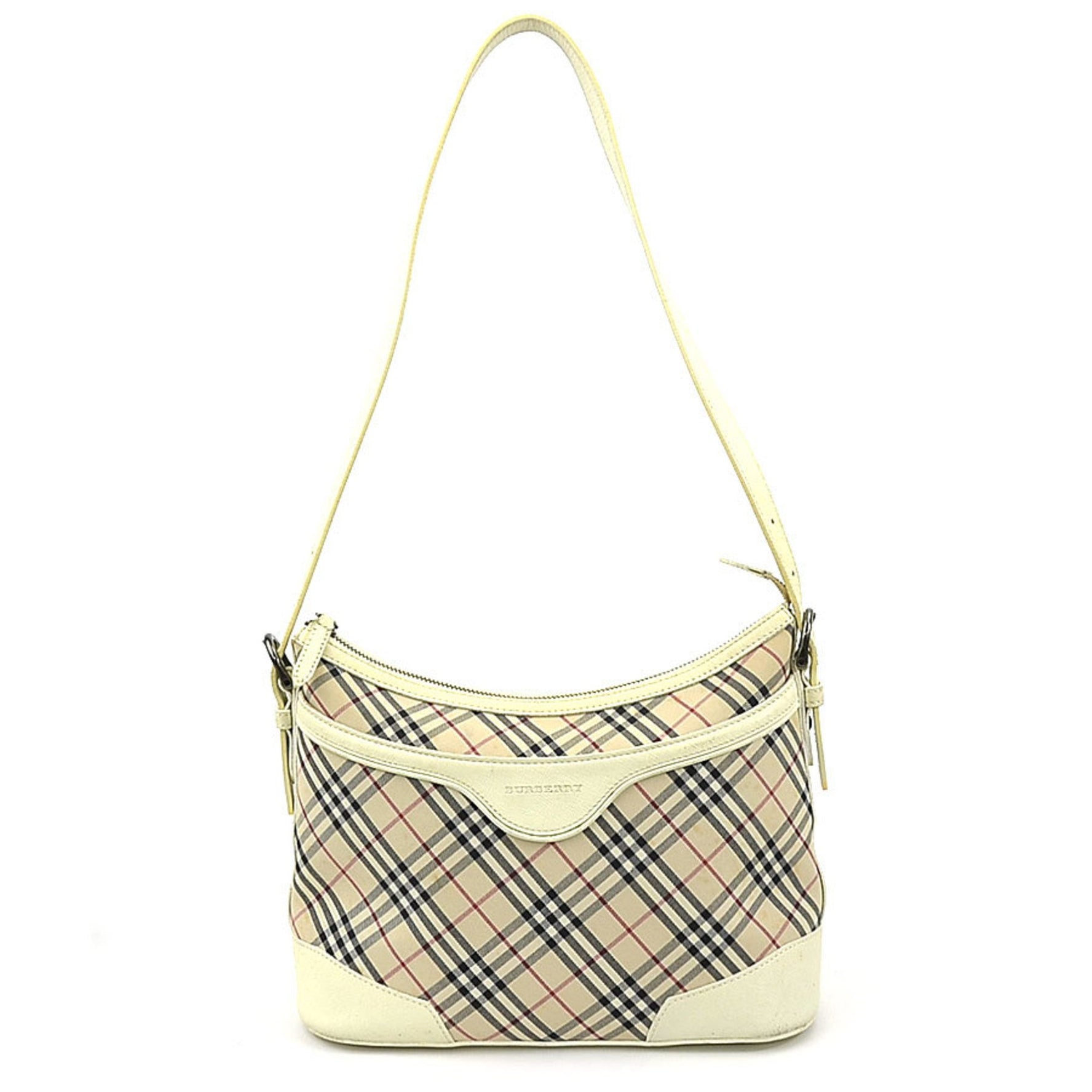 Burberry shoulder bag, Nova check canvas, leather, beige, off-white