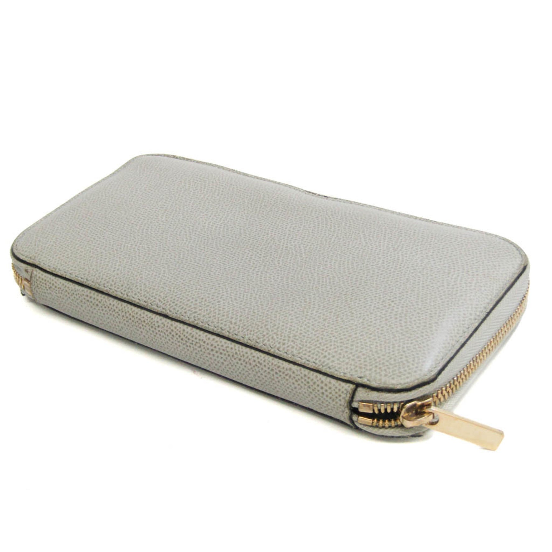 Valextra V9L06 Women,Men Leather Long Wallet (bi-fold) Gray