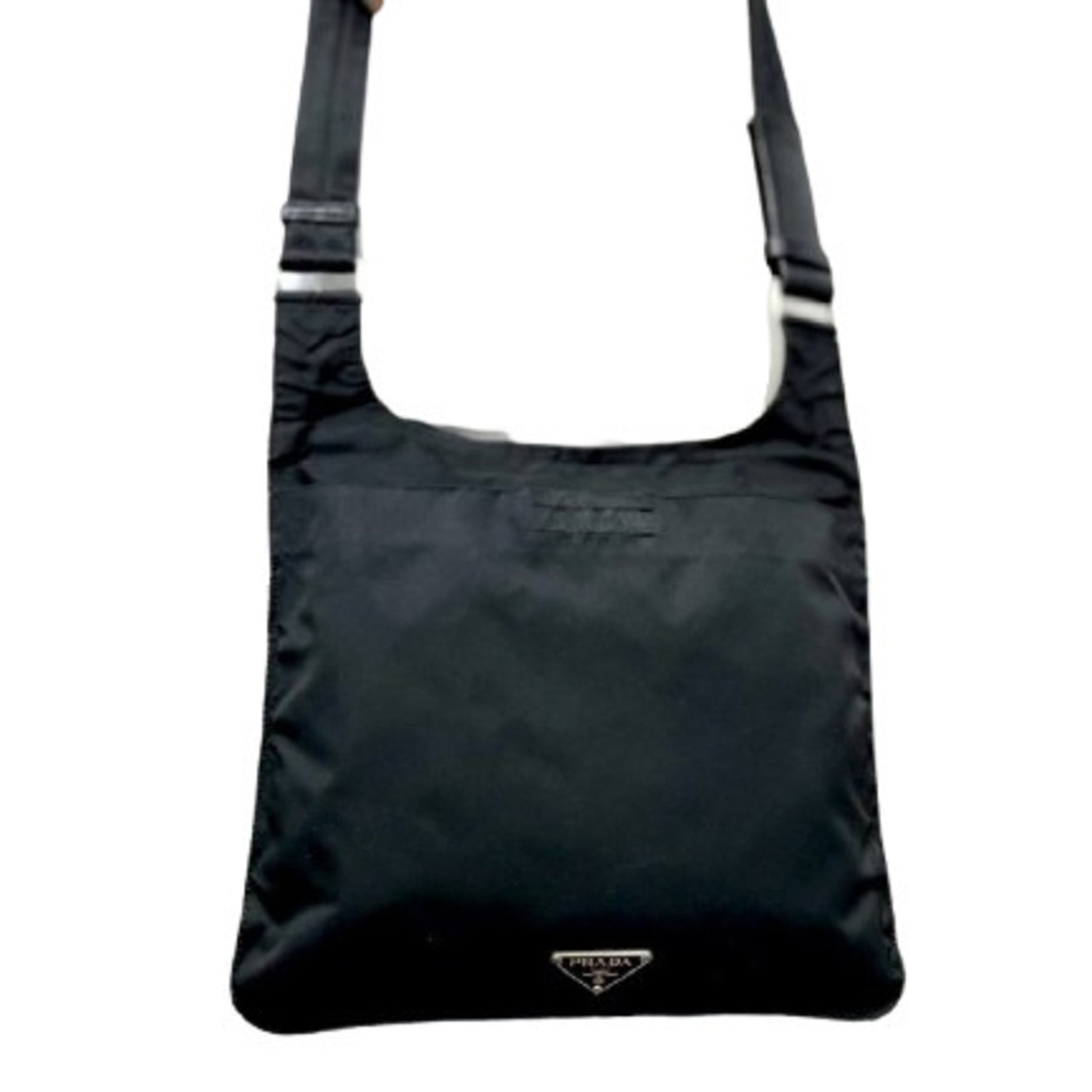 PRADA Triangle Shoulder Bag - Nylon and Leather, Men's No Gusset, Mark