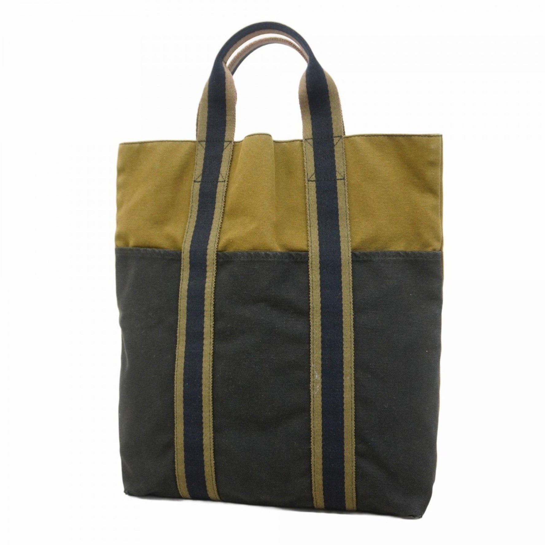 Hermes Hermès Foule Cabas Tote Bag Canvas Black Green Men's