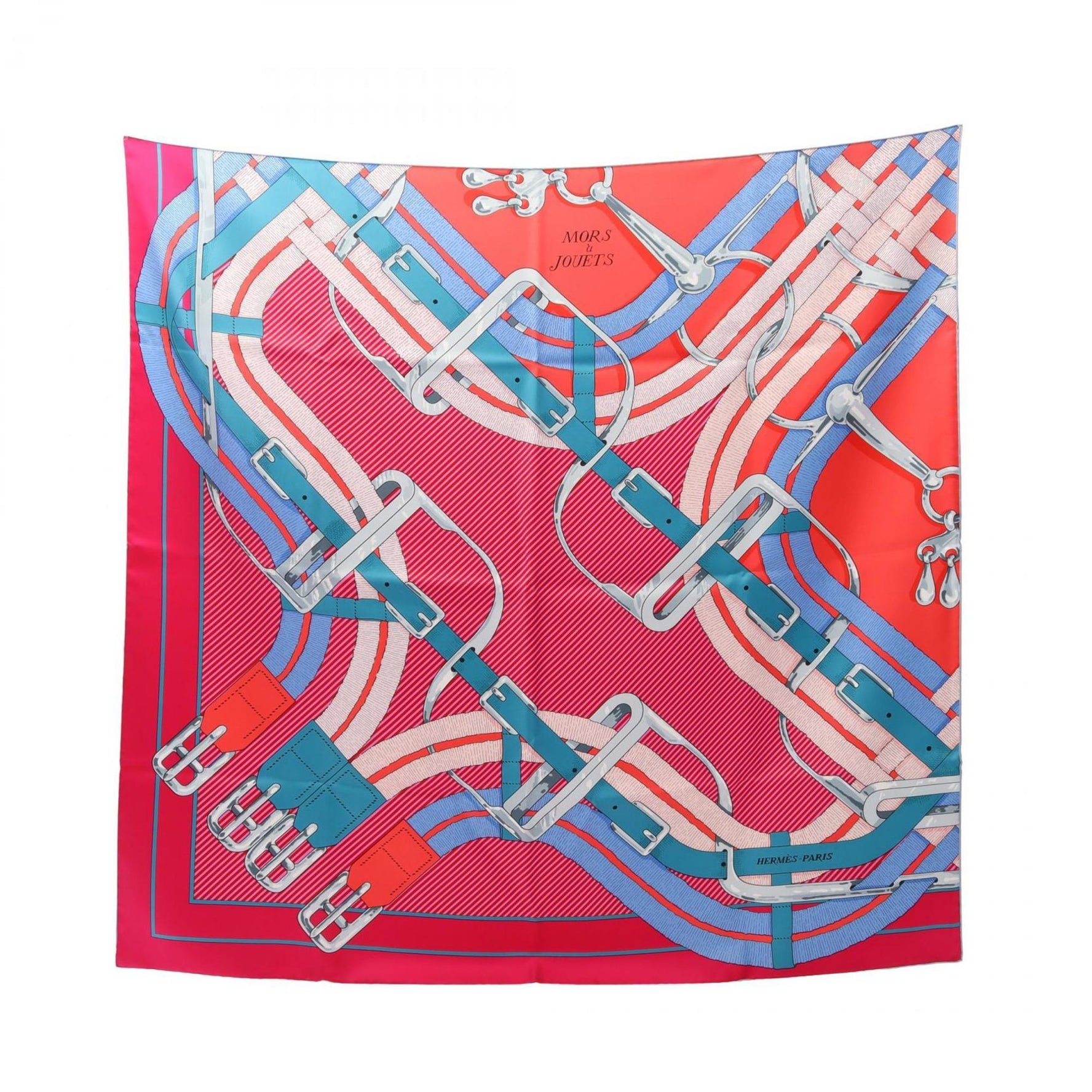 Hermès HERMES Carré 90 MORS A JOUETS Silk Scarf in Pink Multicolor