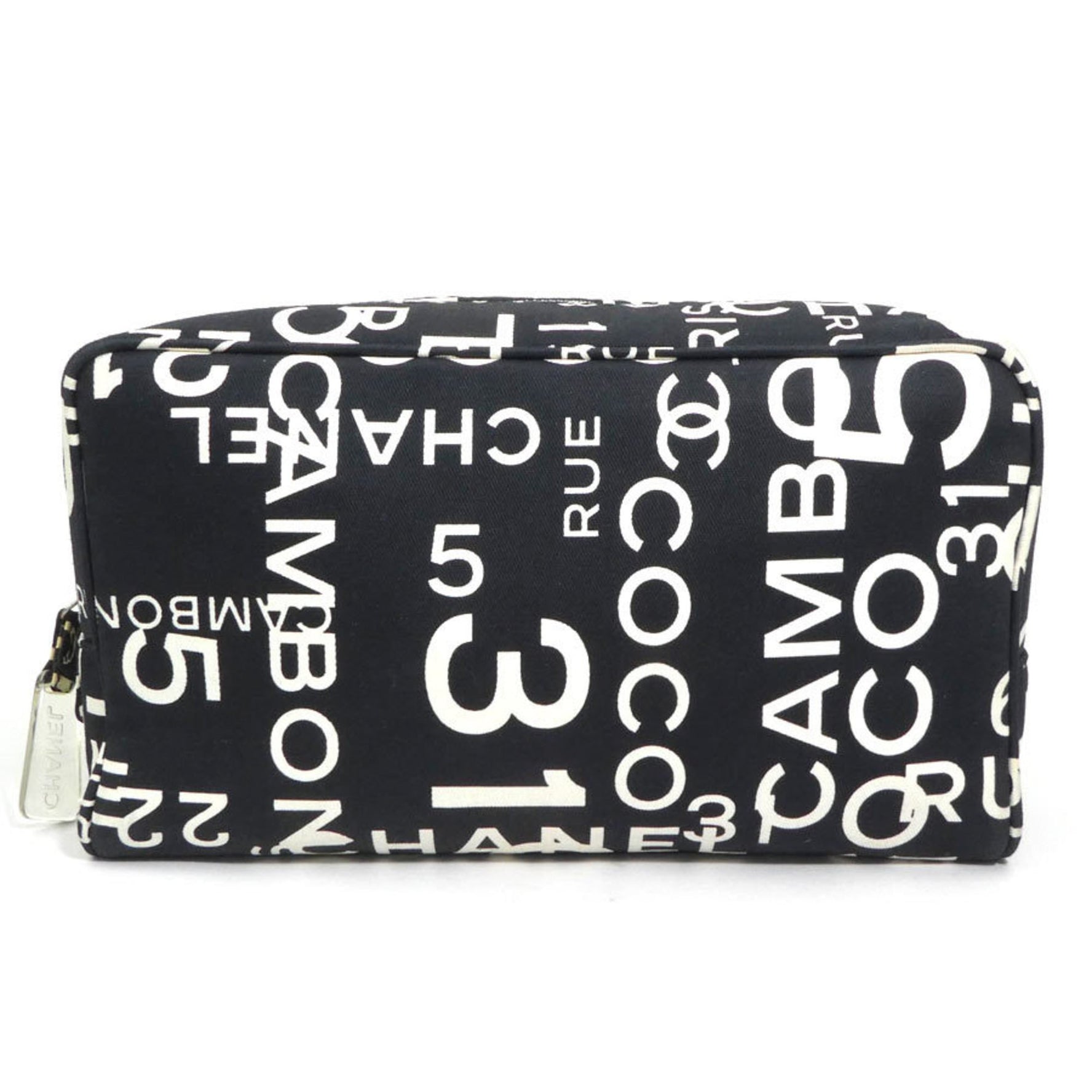 Chanel Bisea Canvas Pouch in Black and Off-White