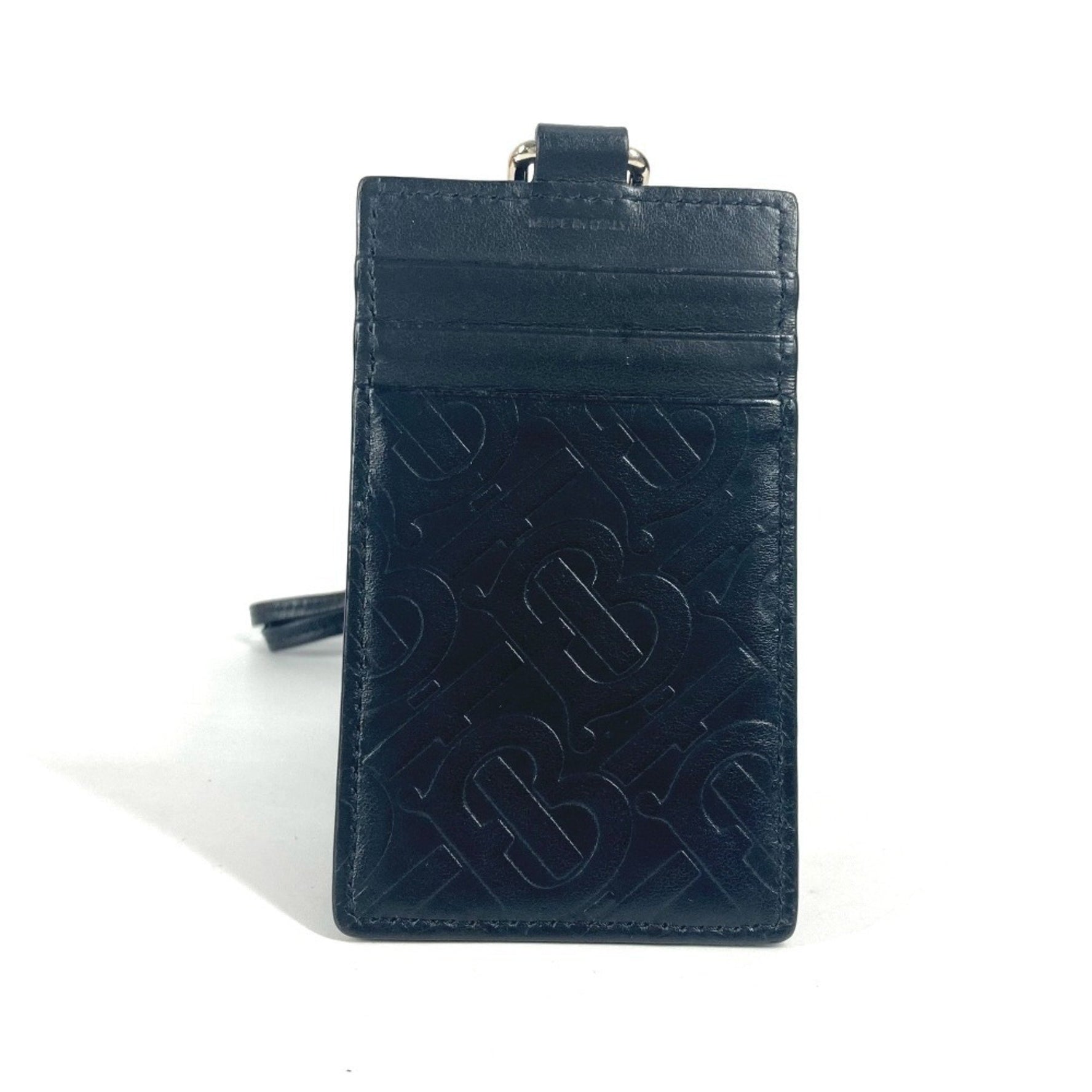 BURBERRY TB logo neck strap business card holder pass case holder/card leather men's