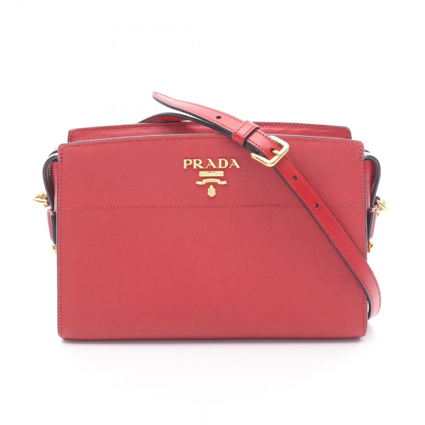 Prada SAFFIANO+SOFT C Shoulder Bag in Saffiano Leather, Red