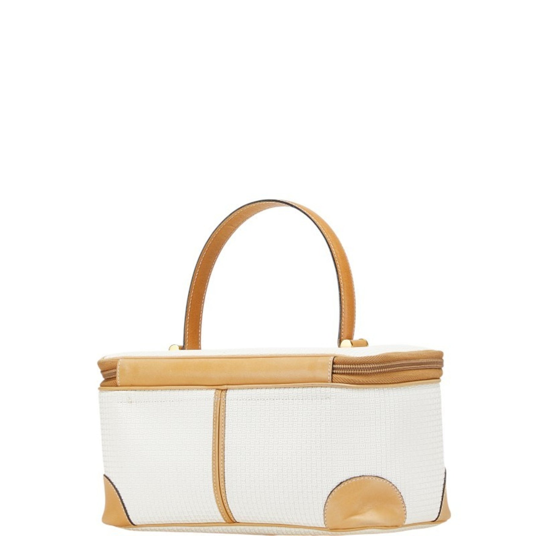Bally logo handbag in white and brown leather .