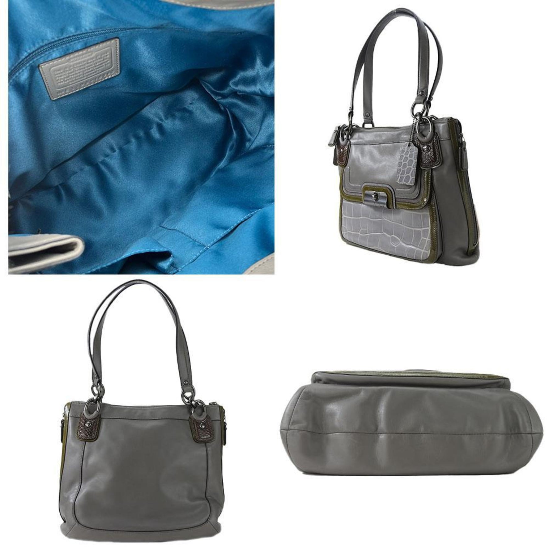 Coach tote bag leather enamel embossed ladies