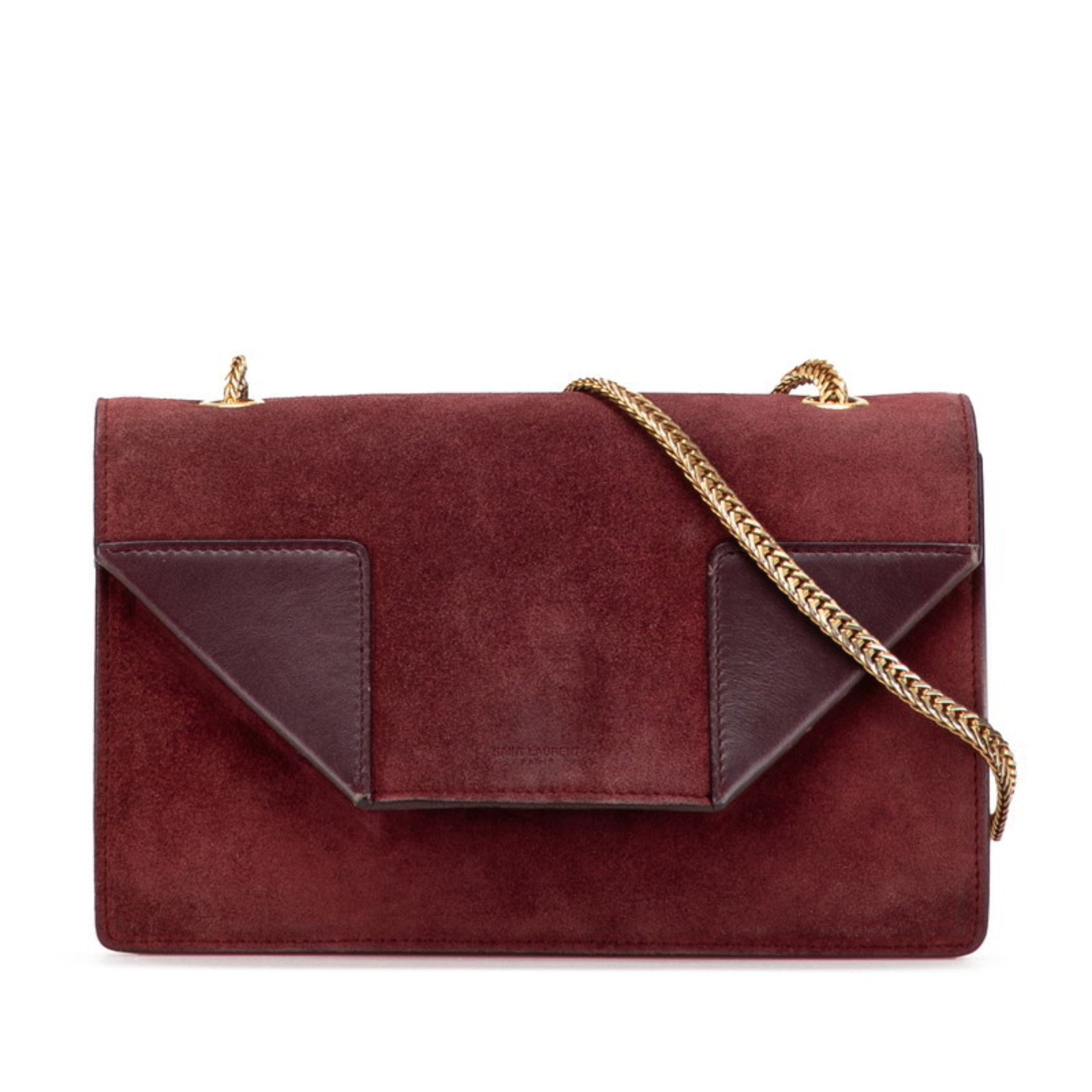 Saint Laurent Betty Chain Shoulder Bag in Wine Red, Bordeaux, and Gold Suede Leather. SAINT LAURENT