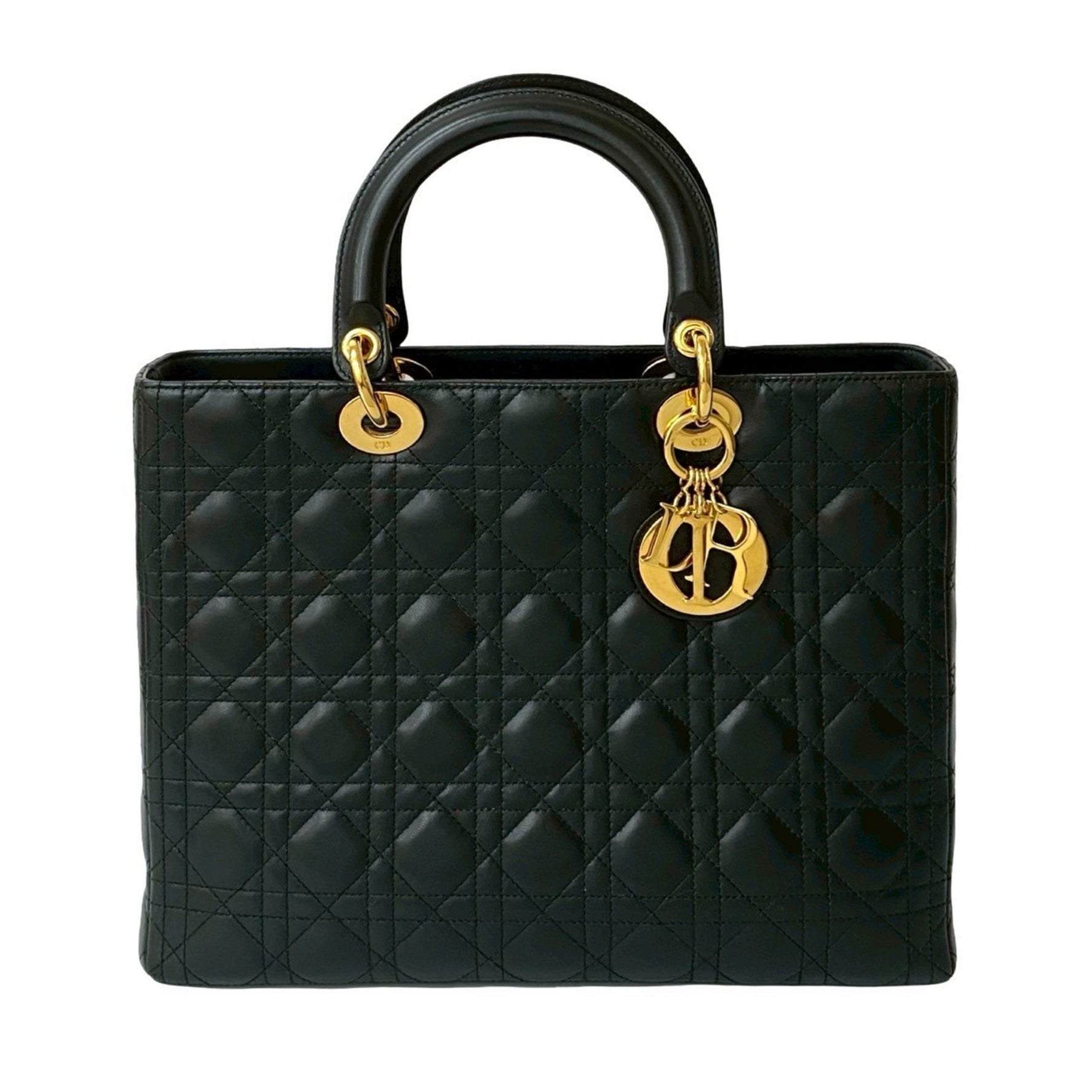 Christian Dior Lady Cannage Stitched Leather Handbag in