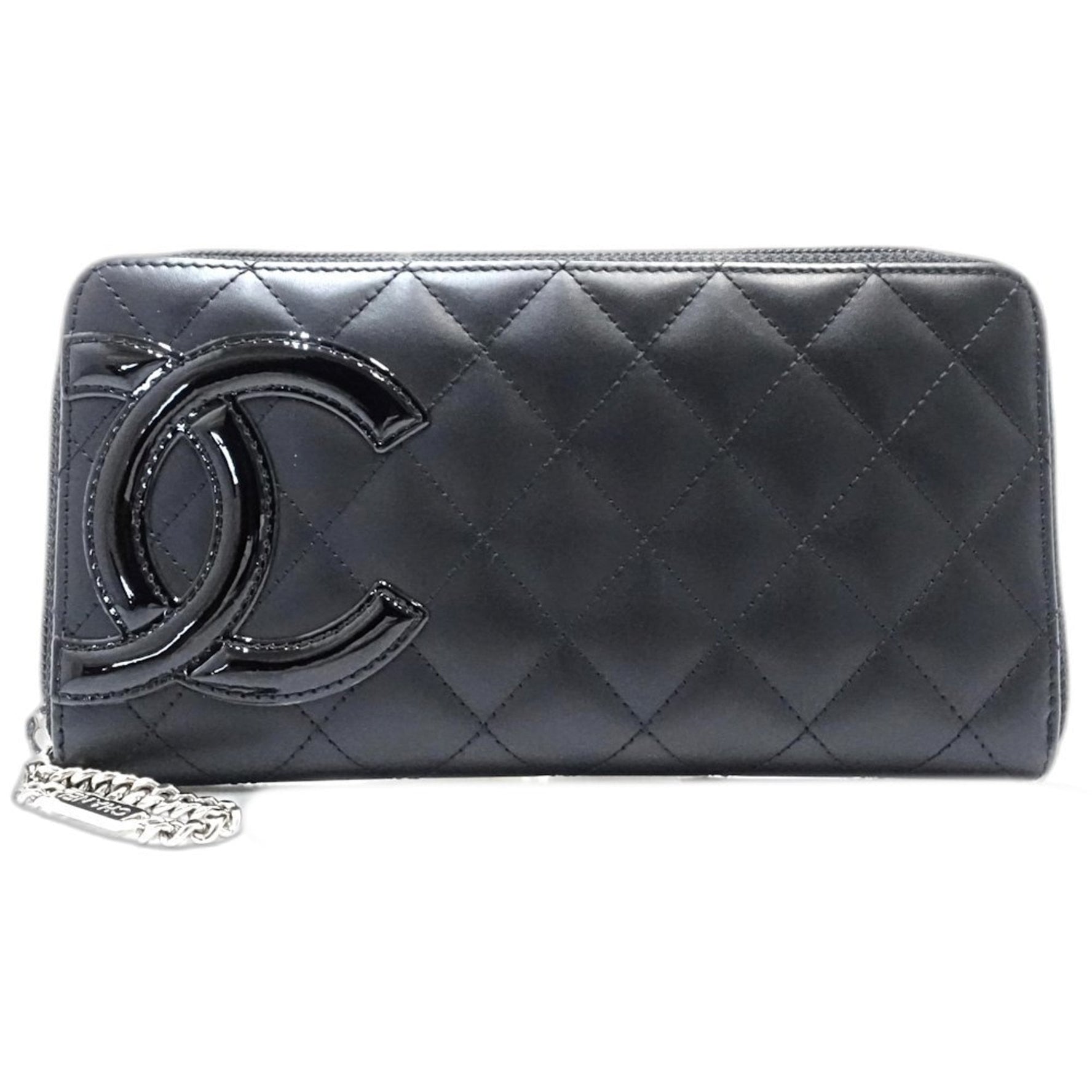 CHANEL Cambon Round Coco Mark Calfskin Long Wallet
