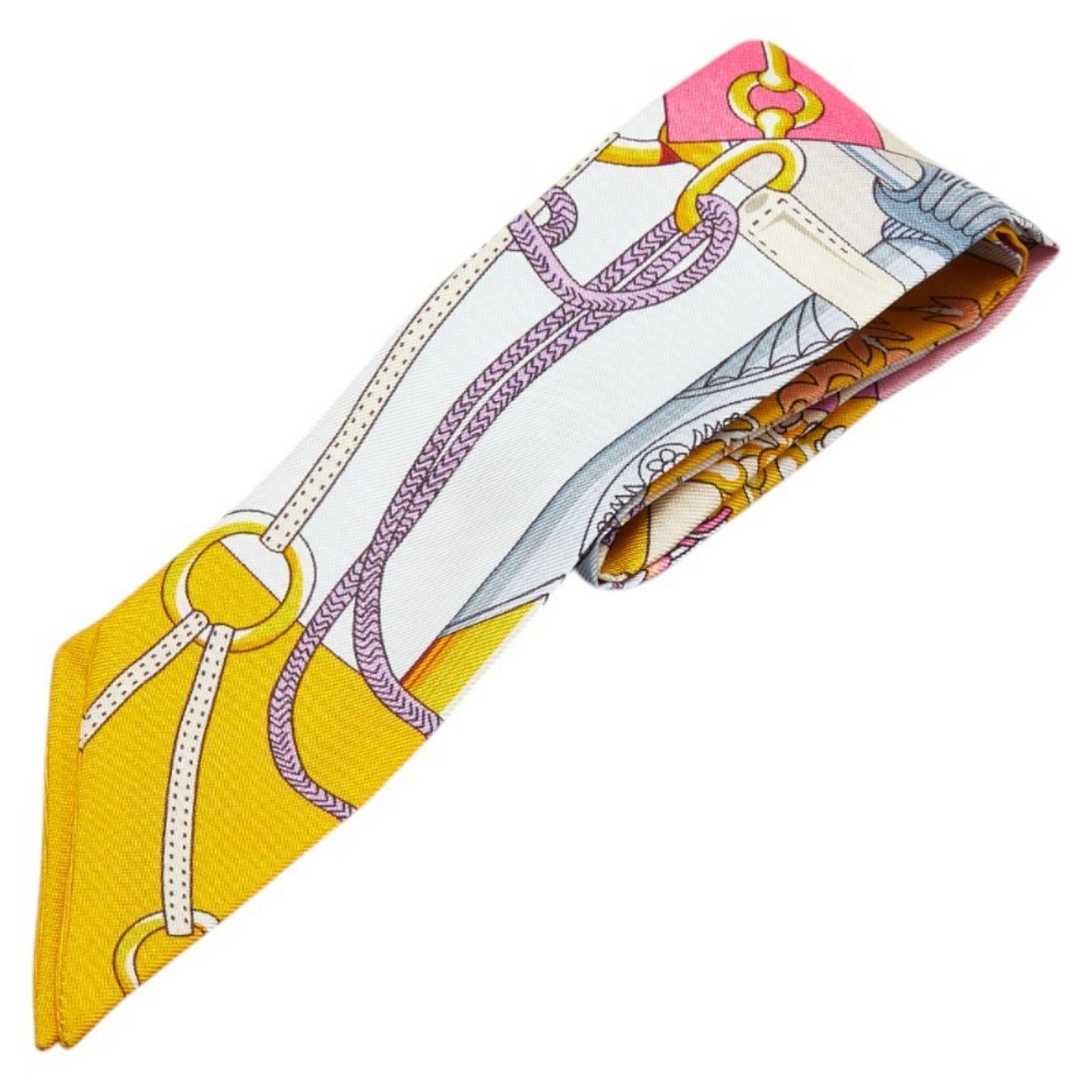 Hermes Twilly Cliquetis Scarf Muffler White Multicolor