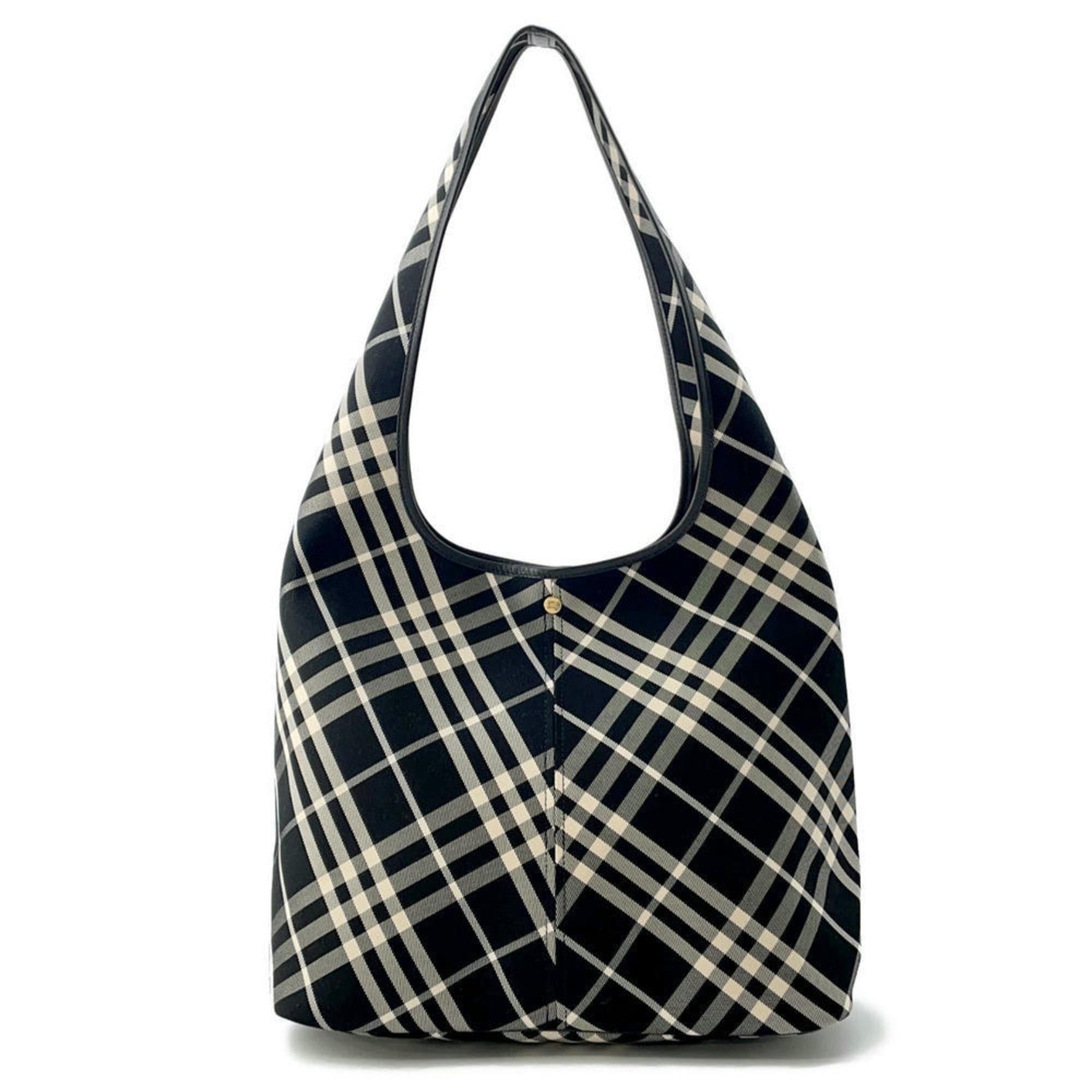 Burberry Tote Bag Check Shoulder Large Canvas Black