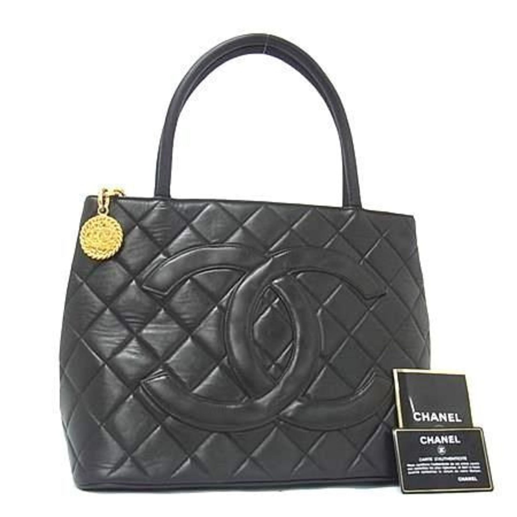 CHANEL Coco Mark Matelasse Reproduction Tote Bag Dark Brown Lambskin