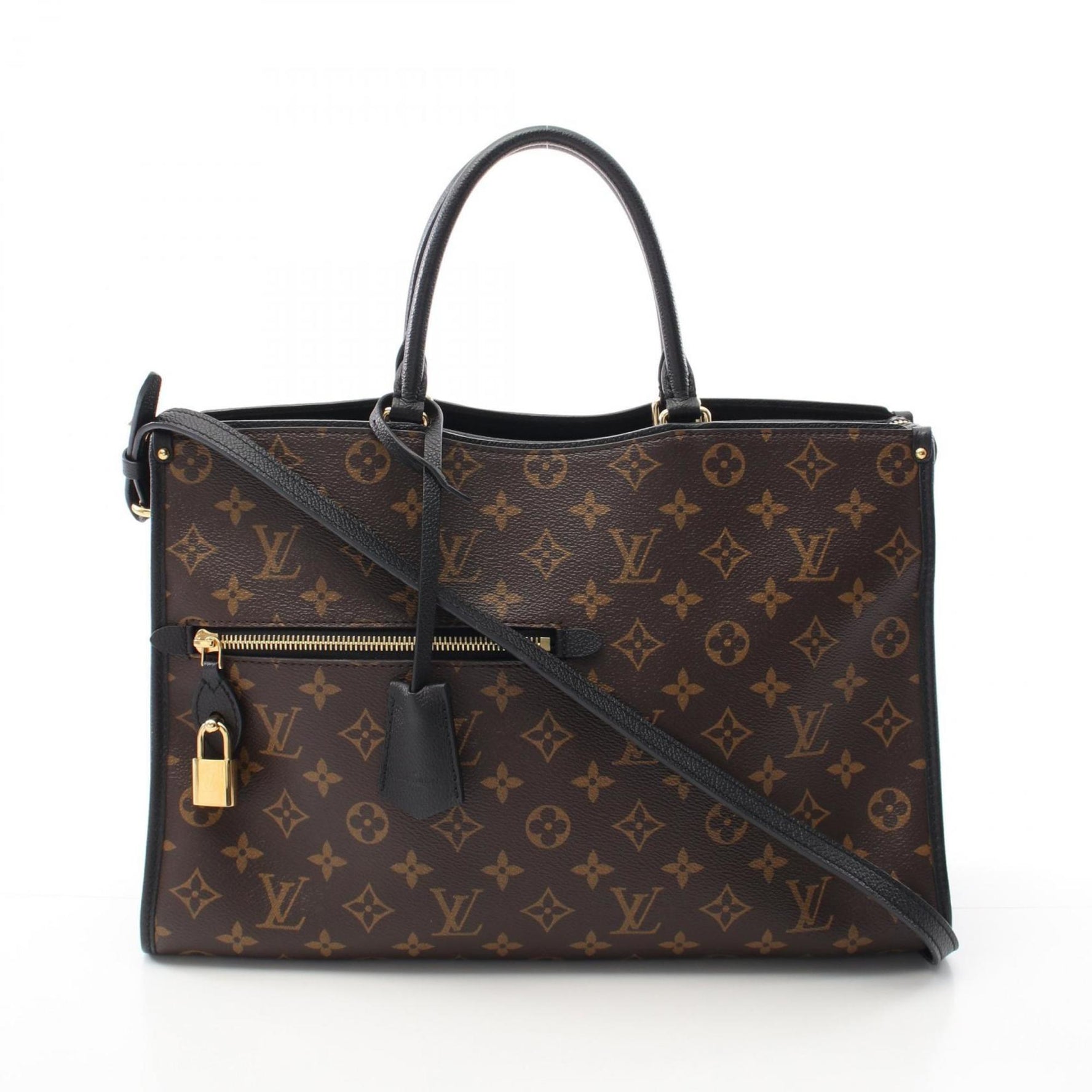 Louis Vuitton Popincourt MM Handbag, Coated Canvas and Leather, Monogram, Brown Black