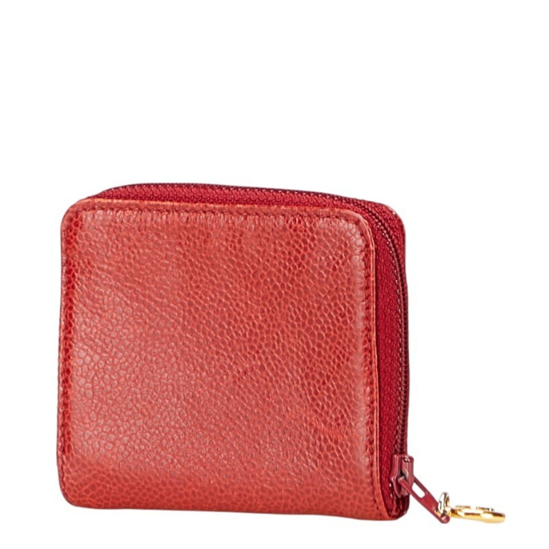 CHANEL Coco Mark Wallet/Coin Case, Red Caviar Leather