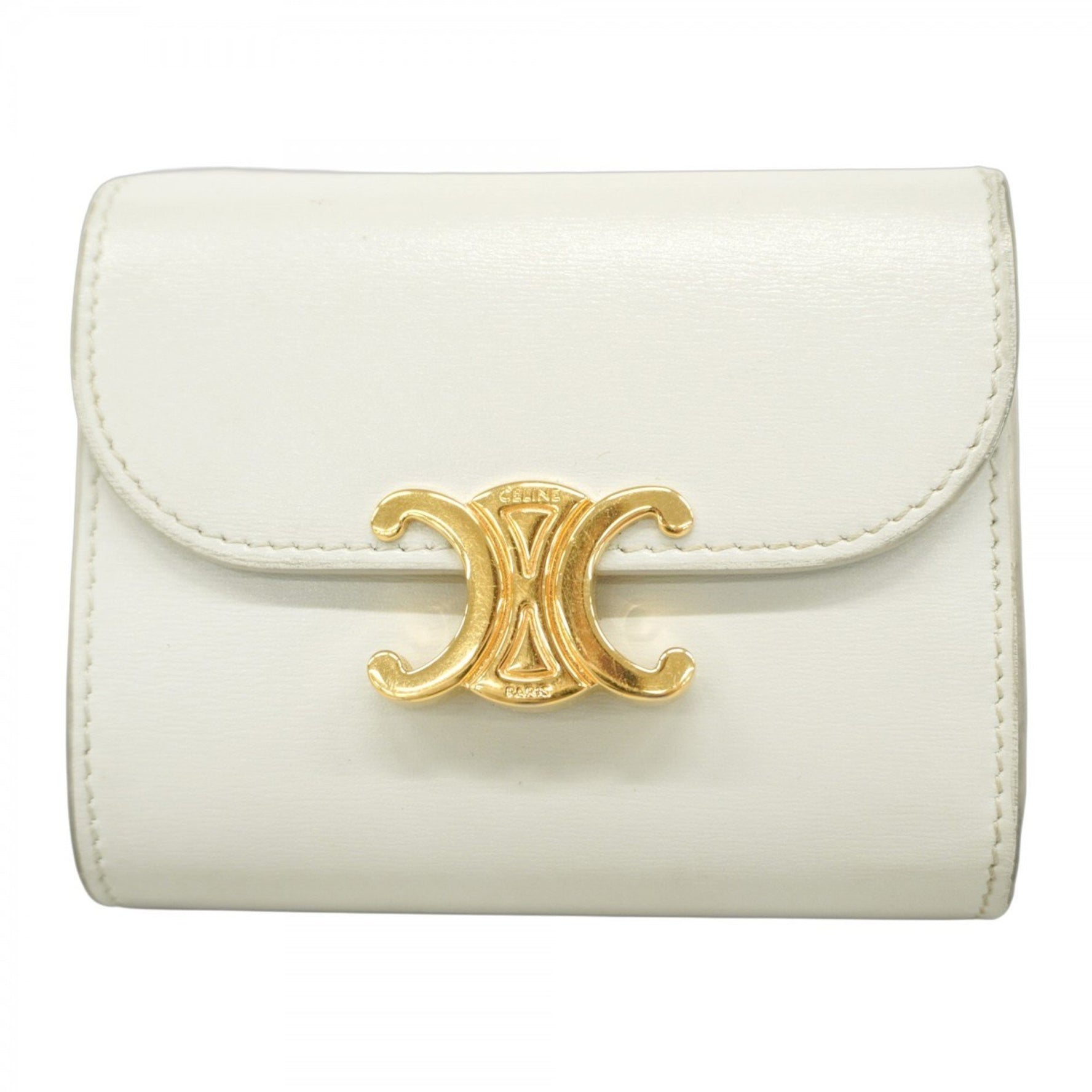 Celine Triomphe Leather Tri-fold Wallet in