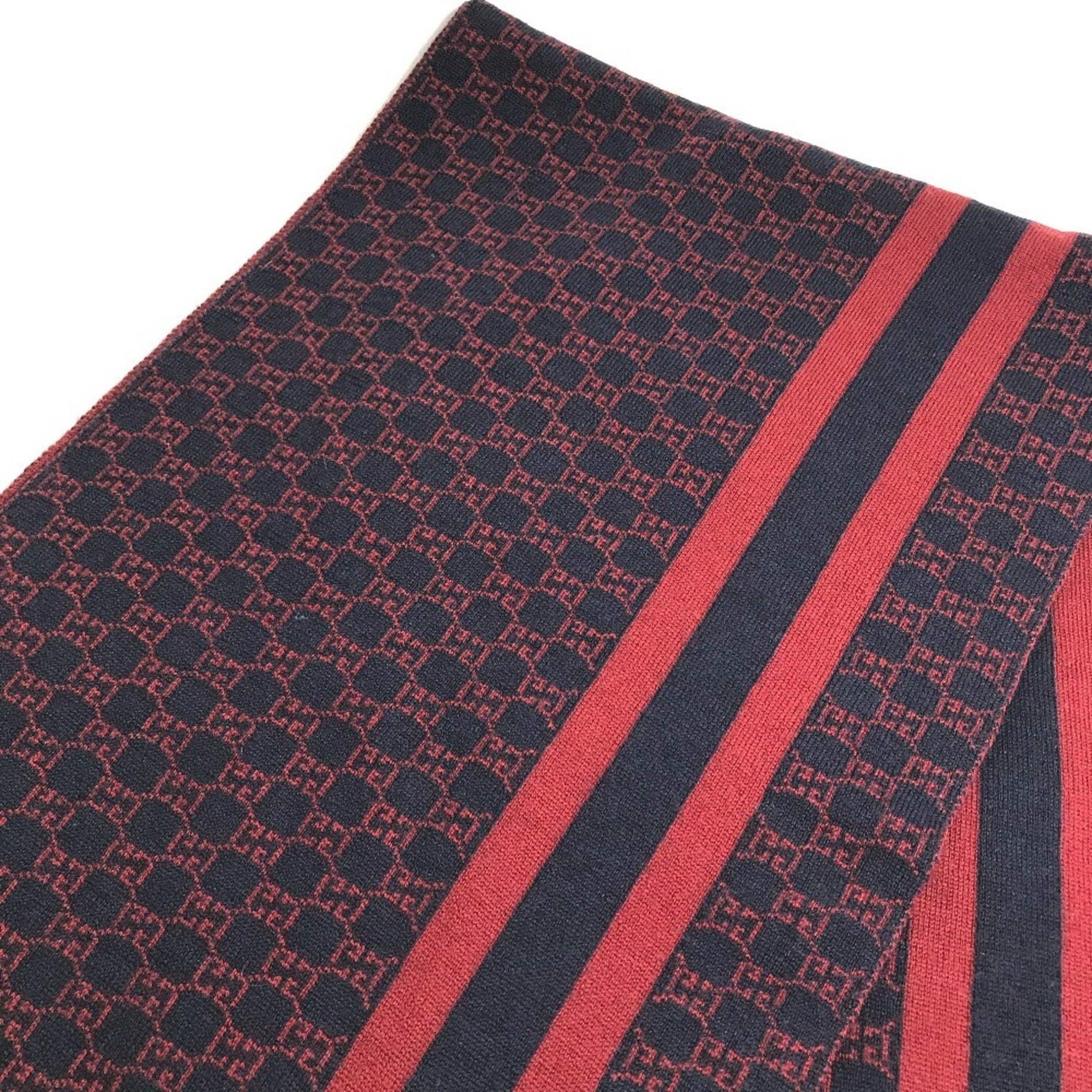 GUCCI GG Two-Tone Wool Scarf, Red