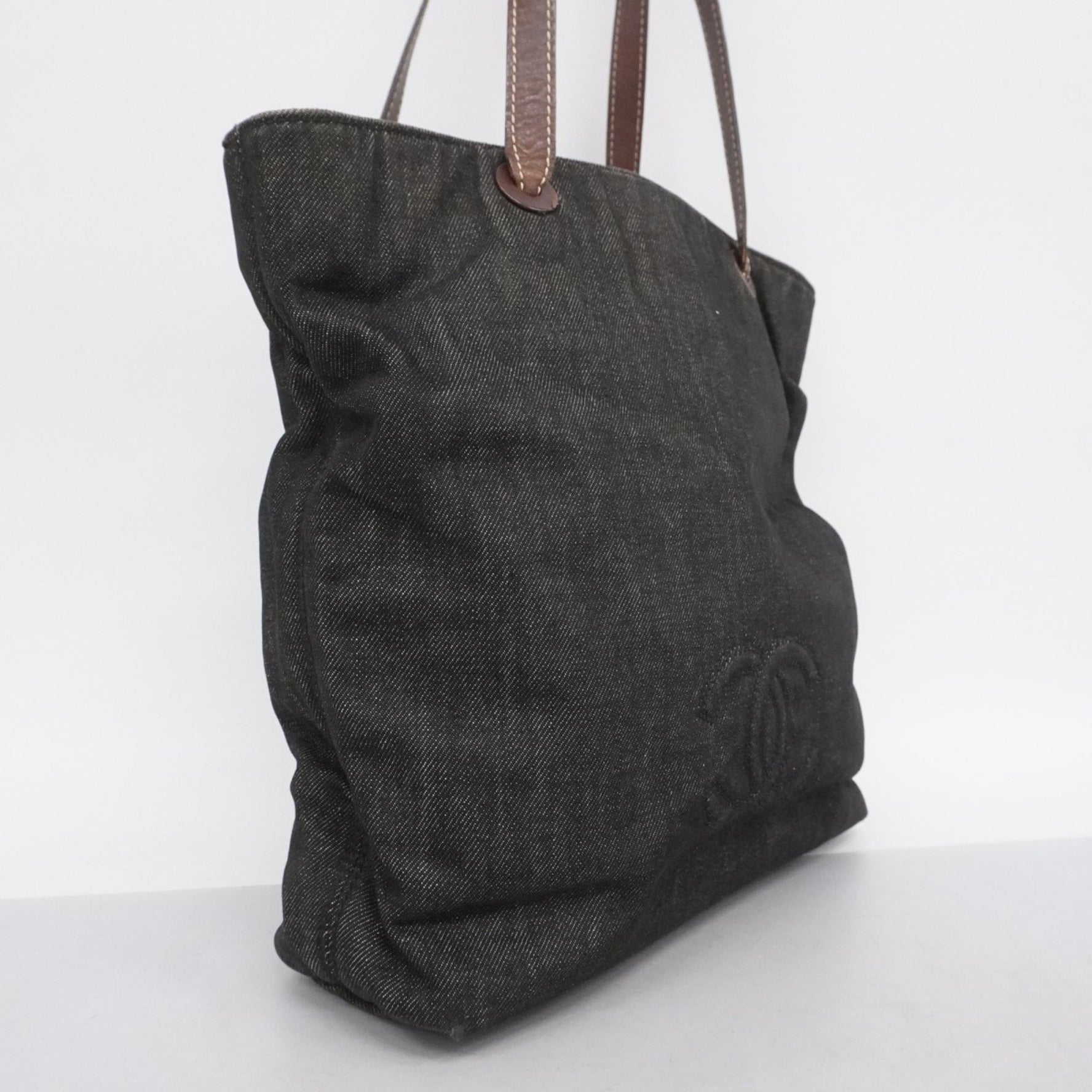 Chanel tote bag denim leather