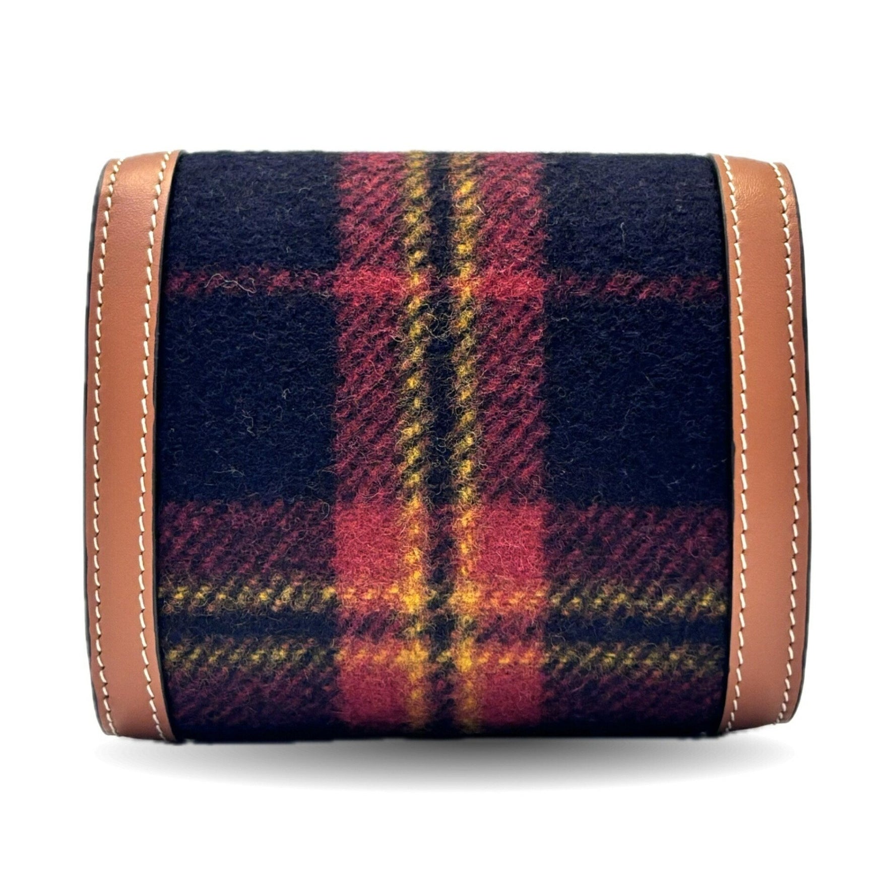 Celine Small Flap Wallet Triomphe Tartan Check Ladies Bi-fold Red