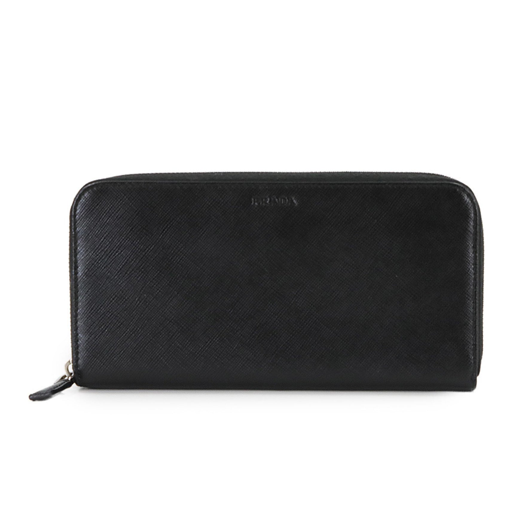 Prada Saffiano Round Long Wallet in Black Leather with Silver Hardware, 2ML317