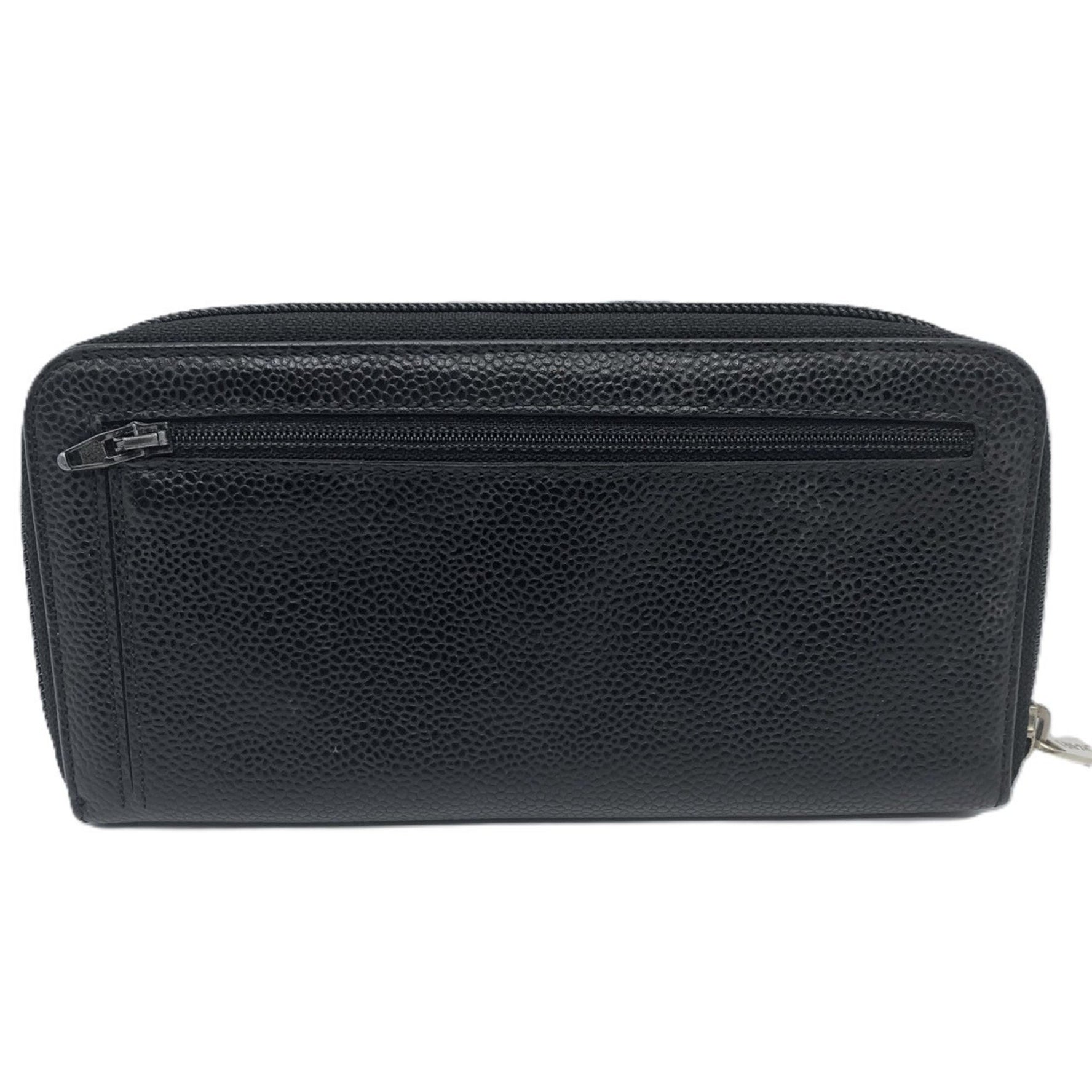 Chanel Round Long Wallet Coco Mark Caviar Skin No. 7