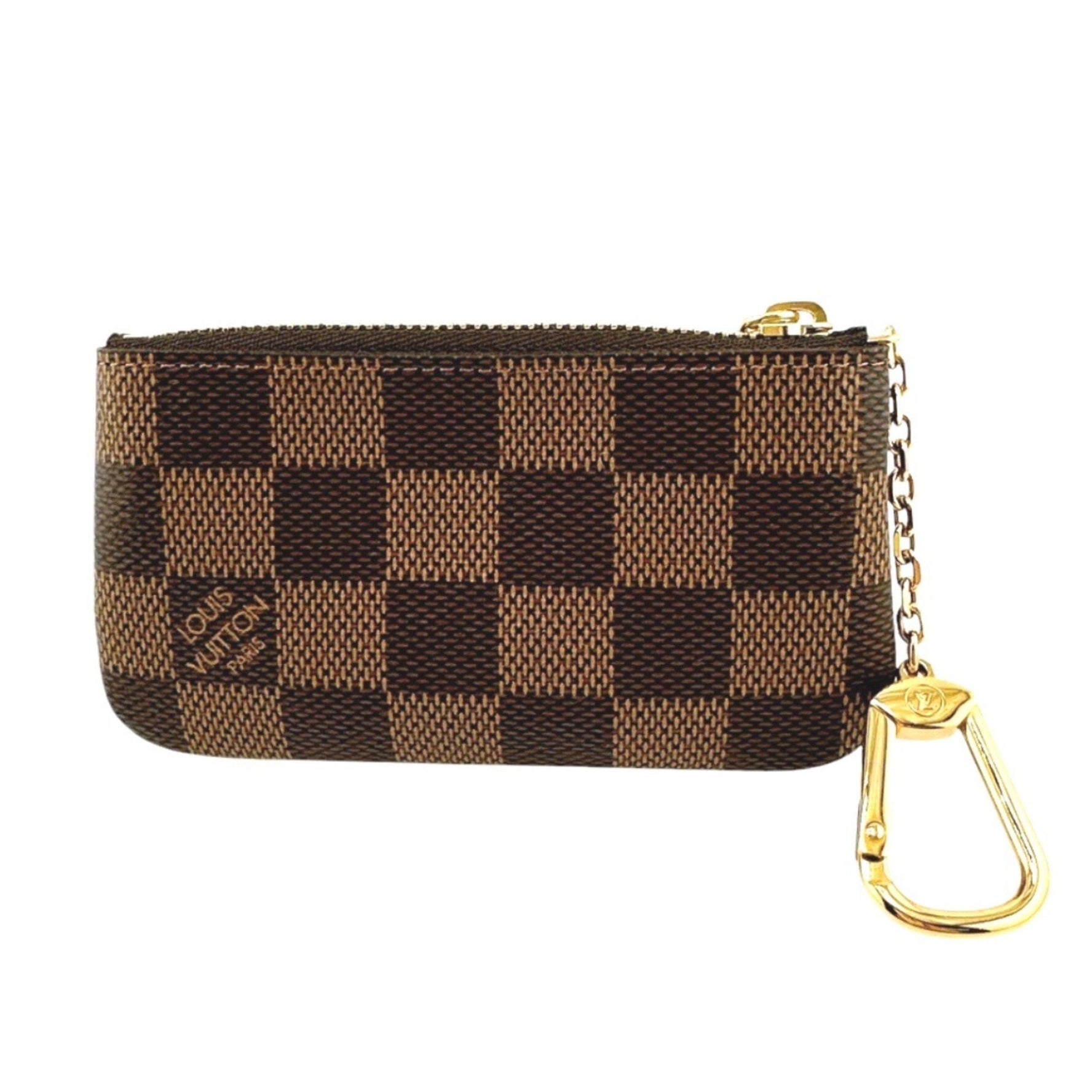 Louis Vuitton Key Case Coin Purse Damier Pochette Cle Canvas Brown LV