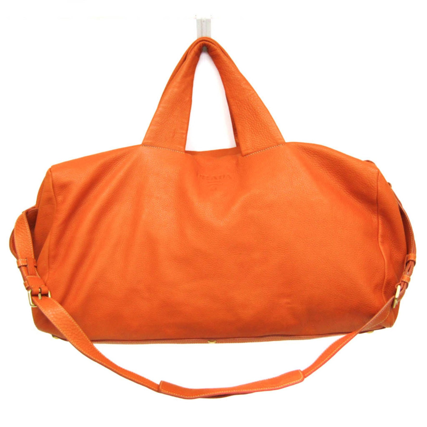 Prada Women,Men Leather Boston Bag