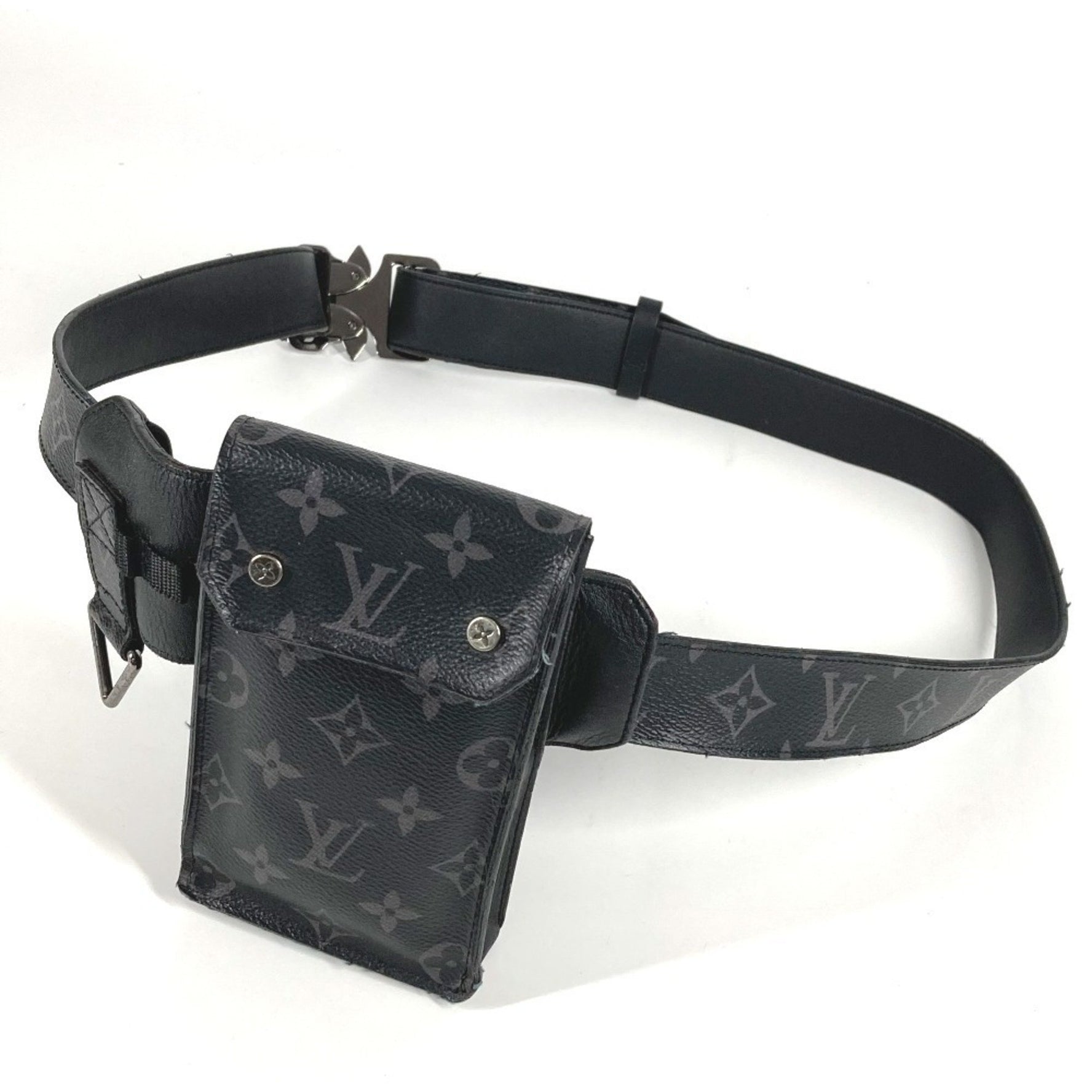 LOUIS VUITTON Monogram Eclipse Santur Utility Belt Bag/Body Bag/Waist Bag in Canvas, Men's, Black