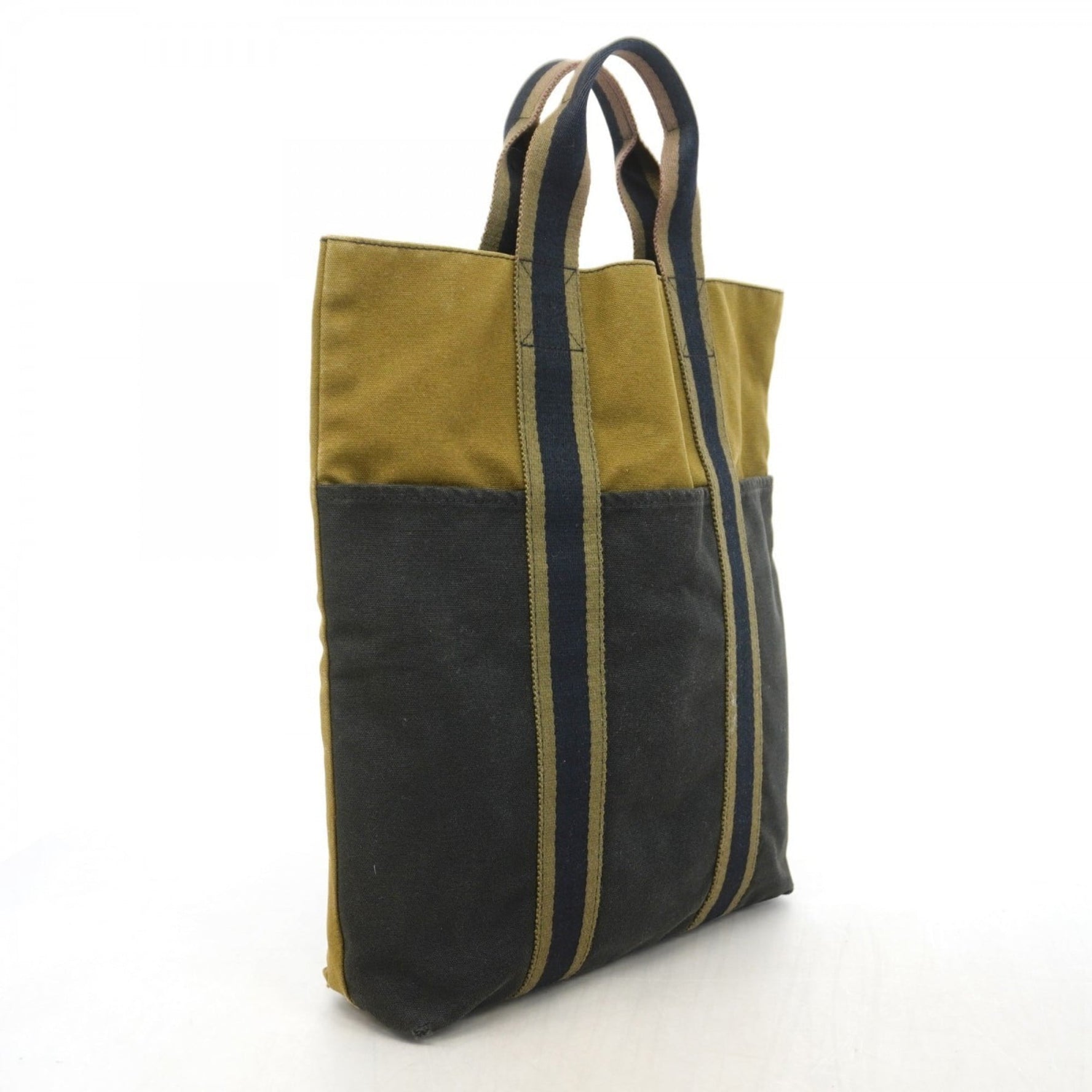 Hermes Hermès Foule Cabas Tote Bag Canvas Black Green Men's