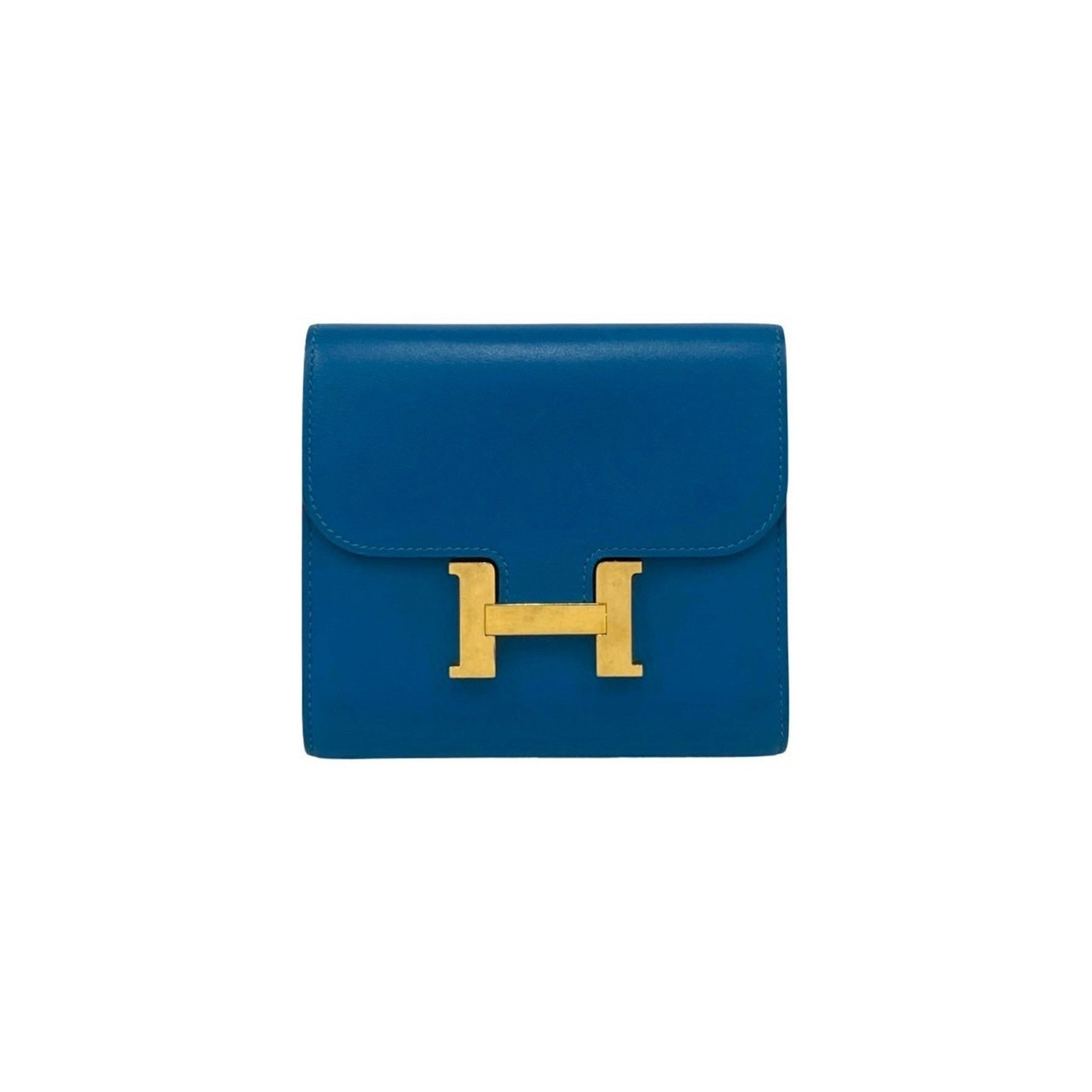 A stamped HERMES Constance Compact Calf Leather Bi-fold Wallet