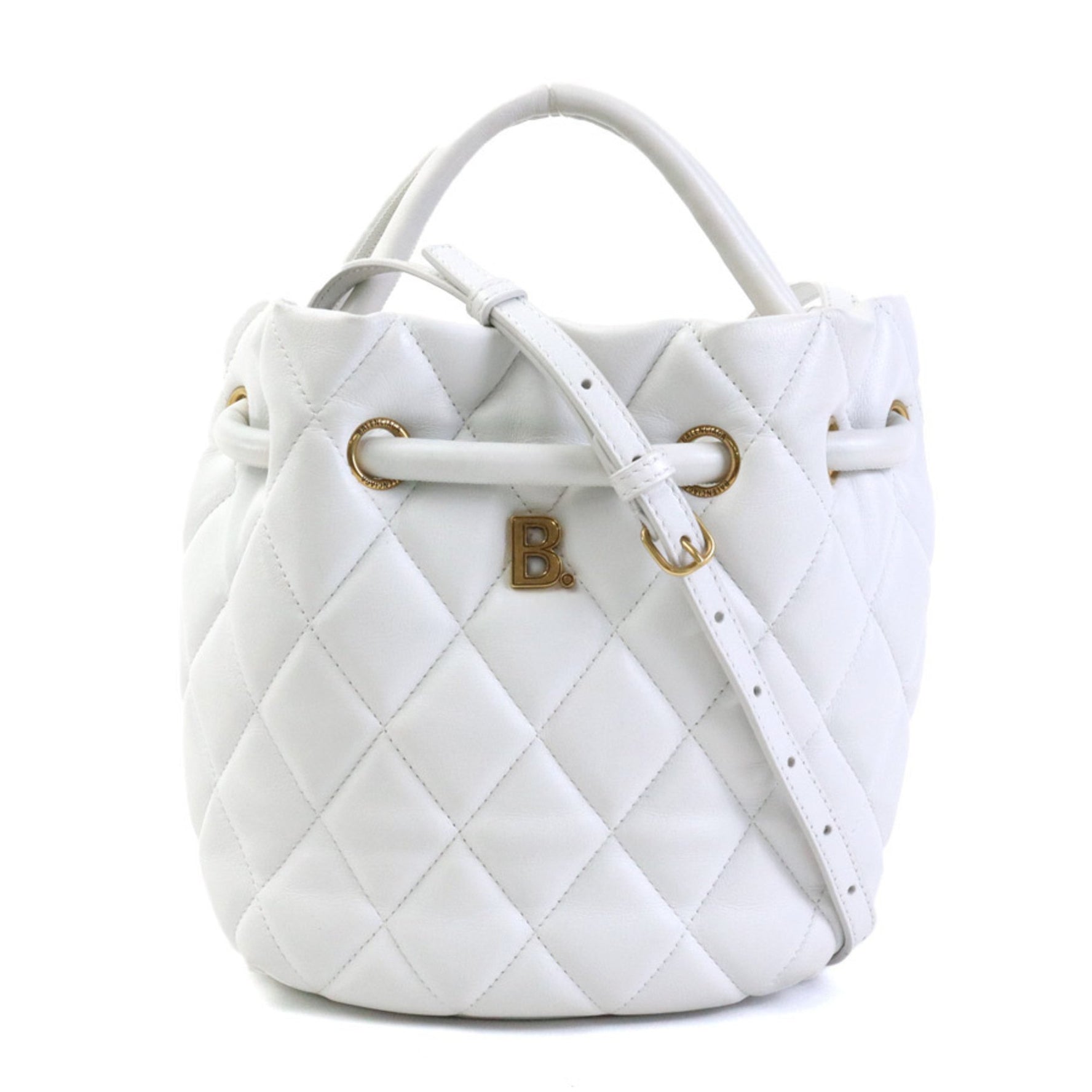 BALENCIAGA handbag shoulder bag quilted bucket leather gold