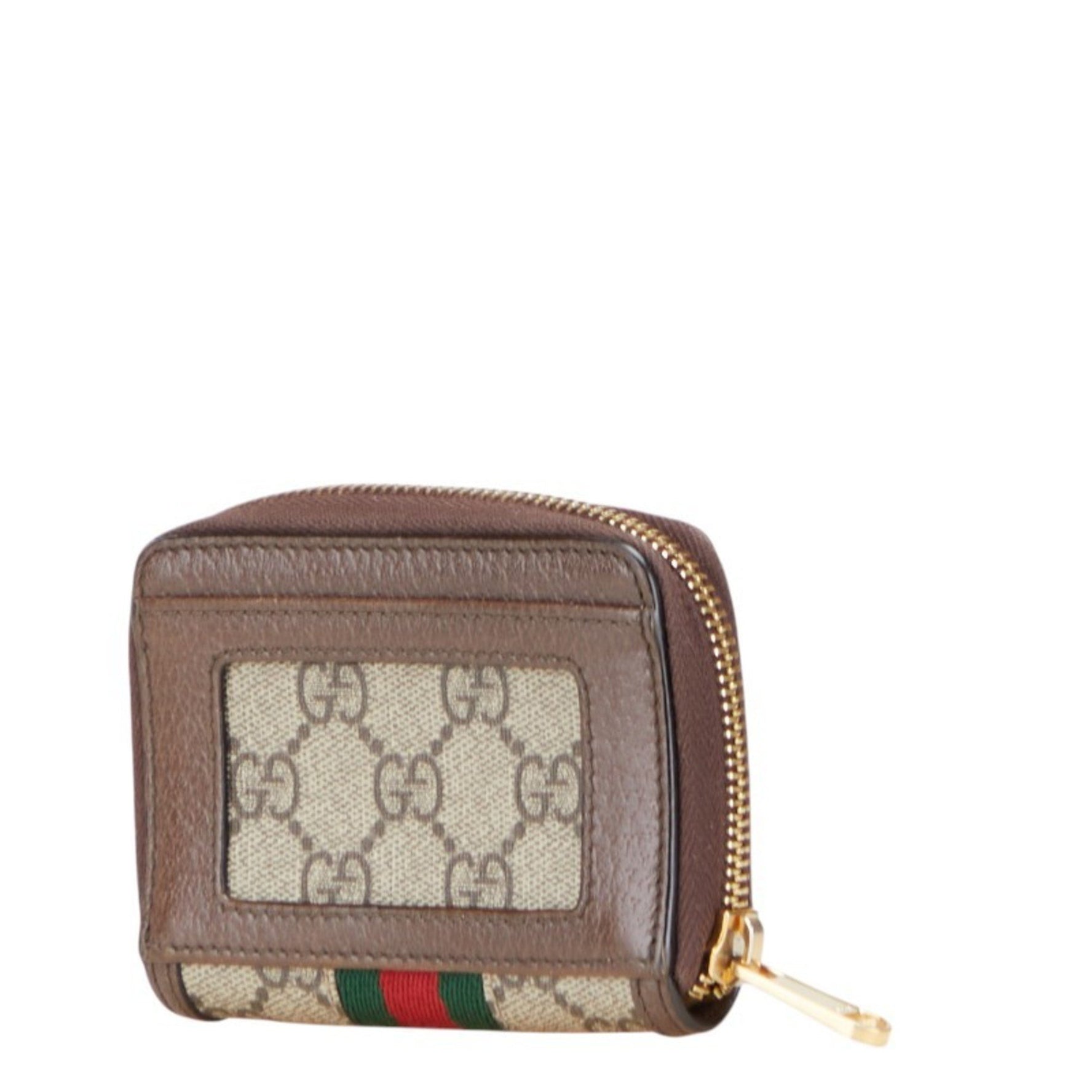 Gucci GG Supreme Ophidia Wallet/Coin Case Beige Brown Leather