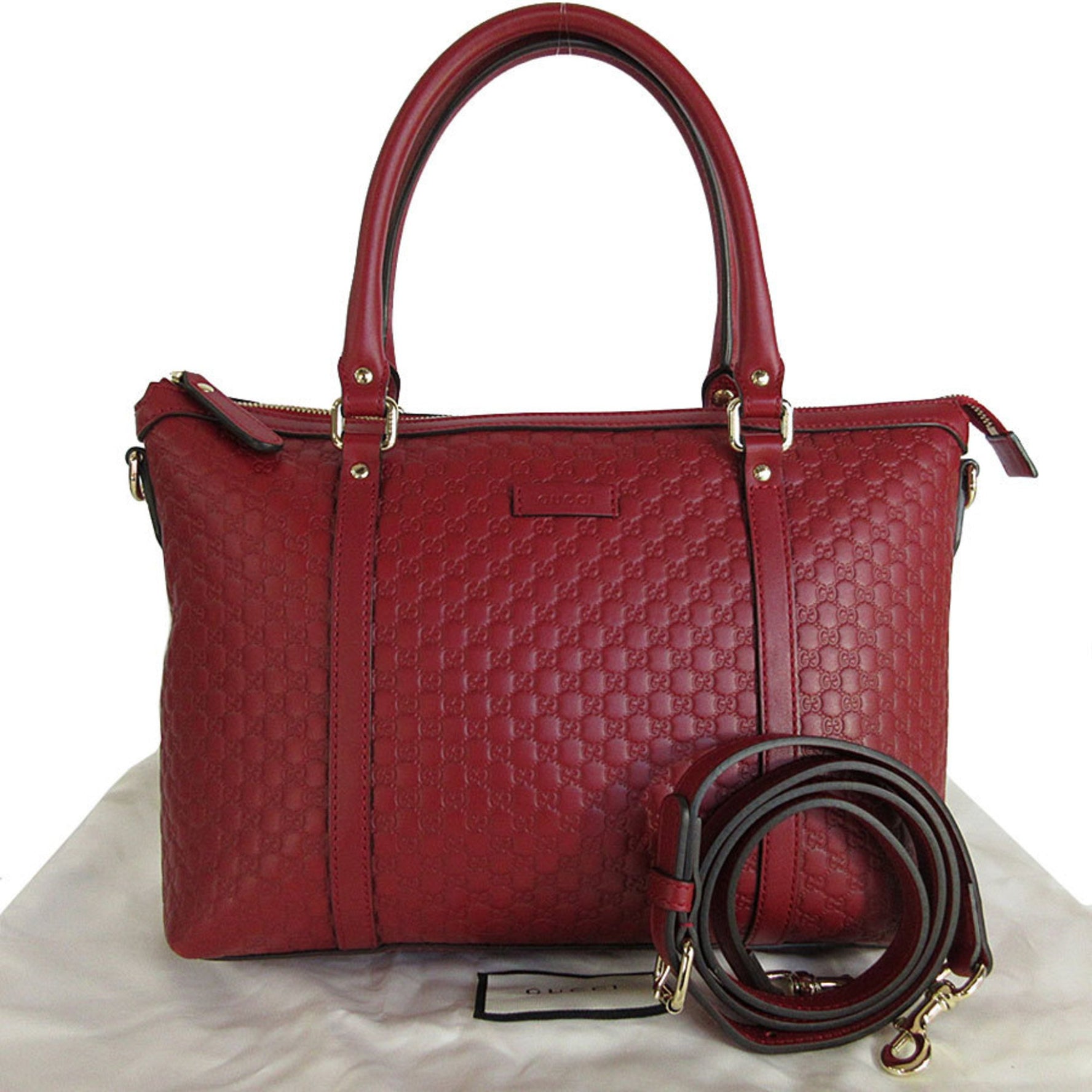 GUCCI Handbag Shoulder Bag Micro Guccissima Leather Dark Red