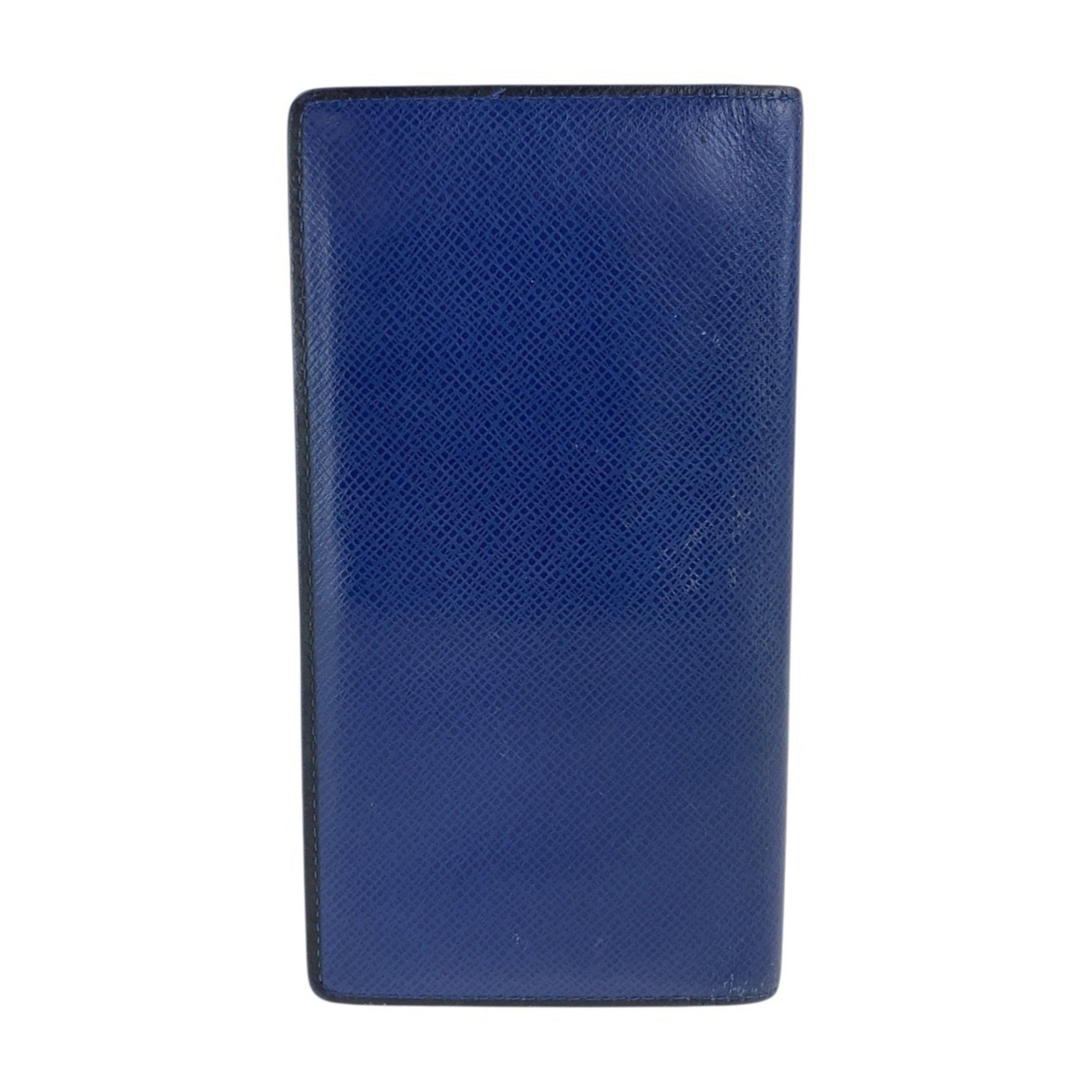 LOUIS VUITTON Taiga Portefeuille Brazza with Silver Hardware and Leather Long Wallet