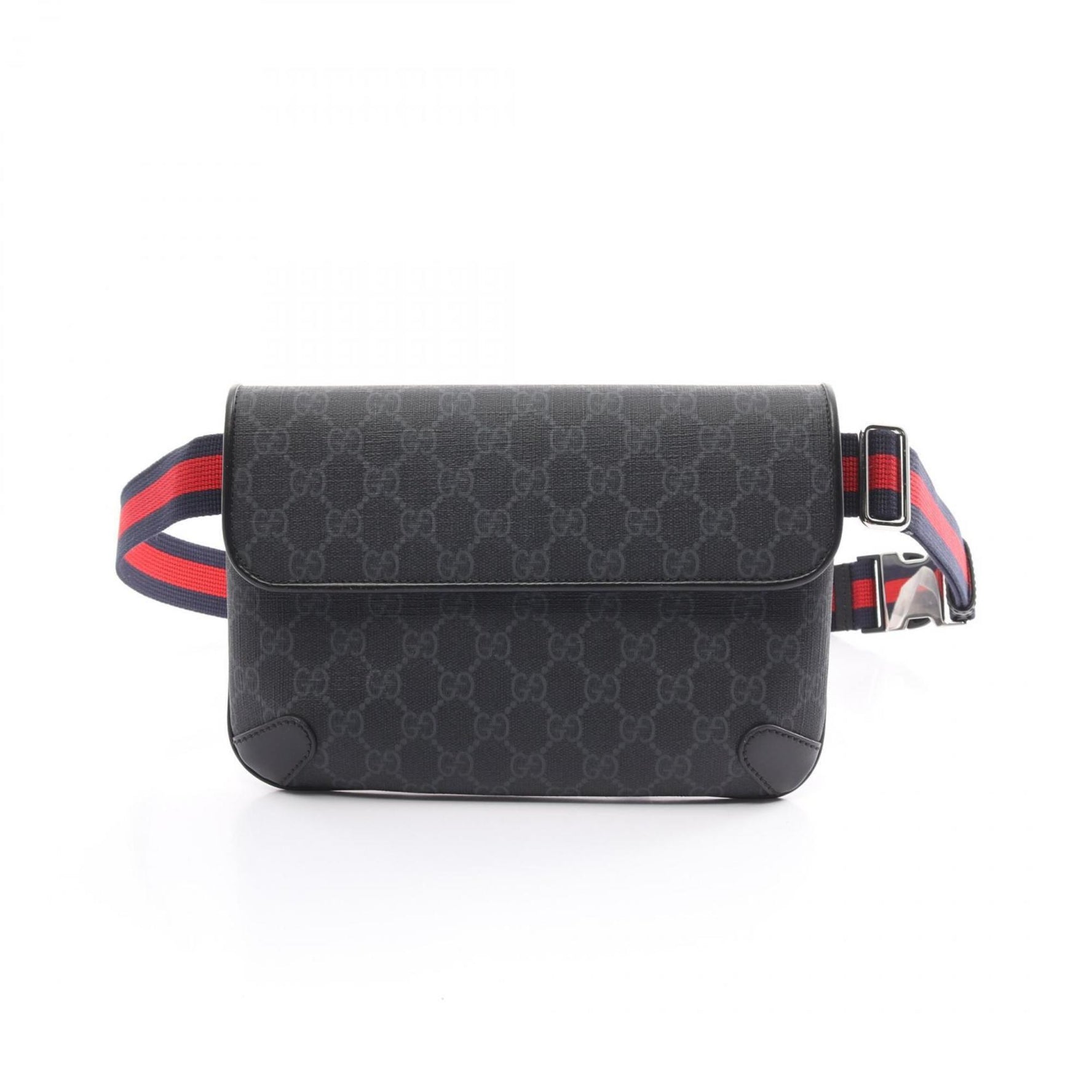 Gucci GG Supreme Belt Bag, Waist Body Coated Canvas, Leather, Black, Grey