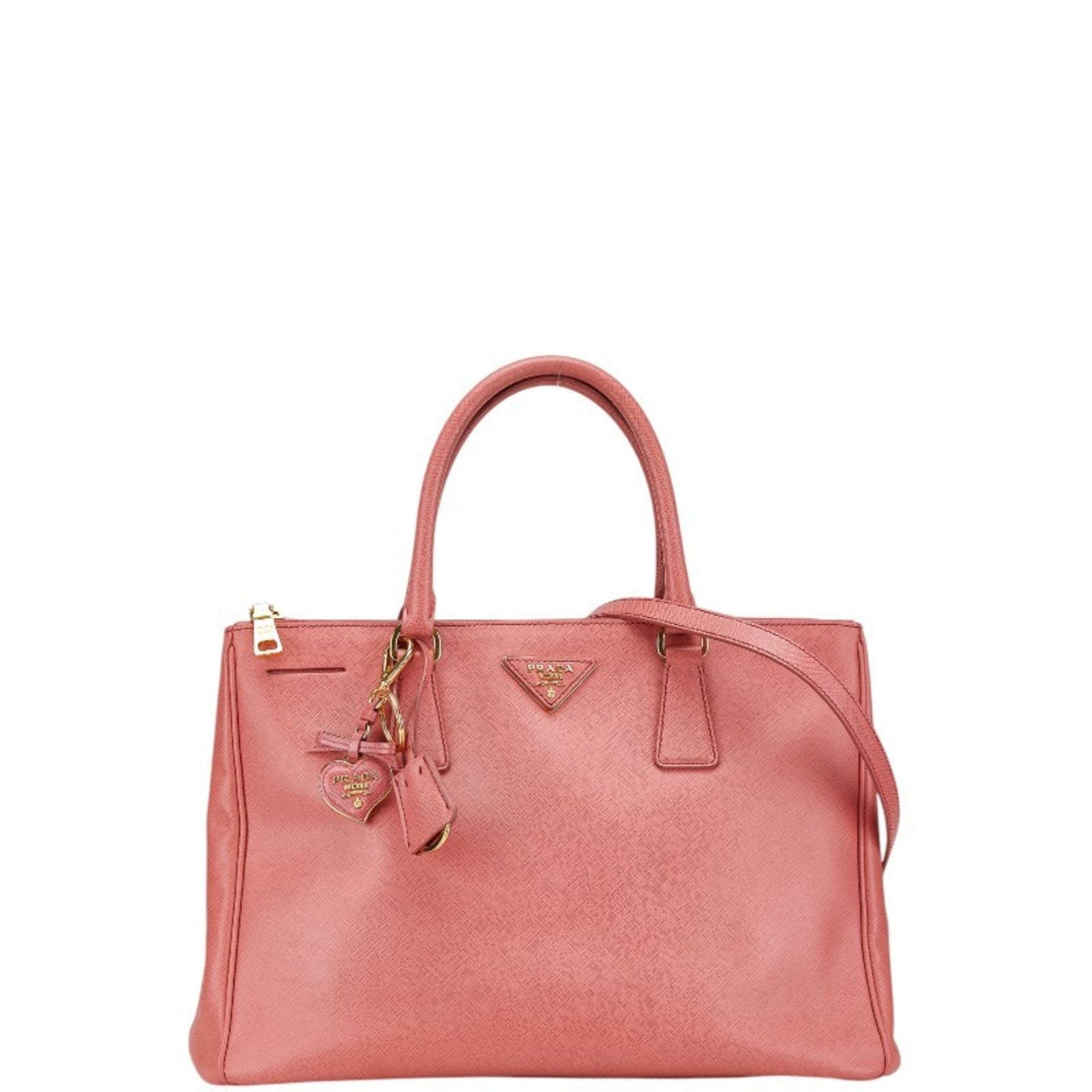 Prada Triangle Plate Galleria Handbag Shoulder Bag Saffiano Leather