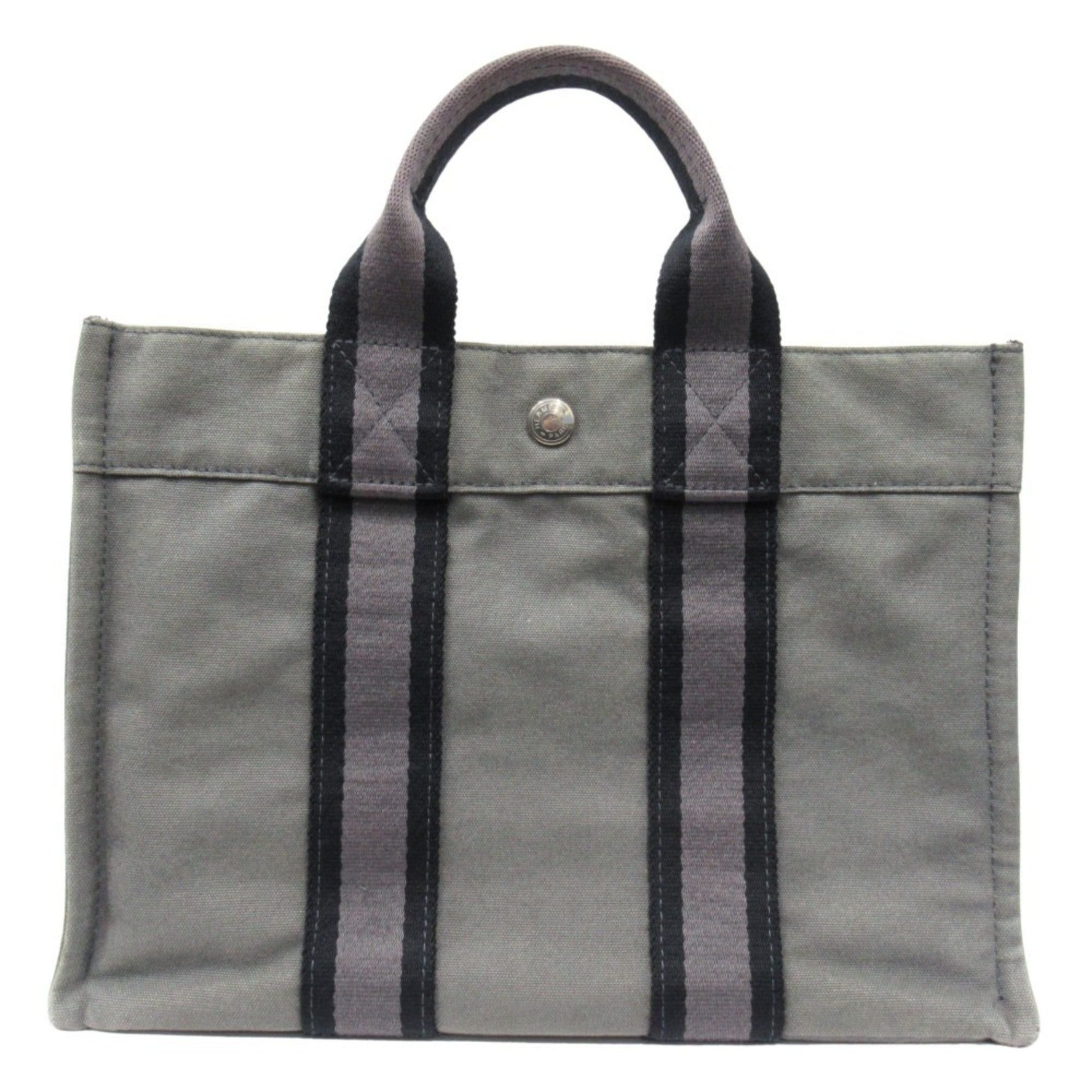 HERMES Bag Foult PM Canvas Tote Hand Grey Men's