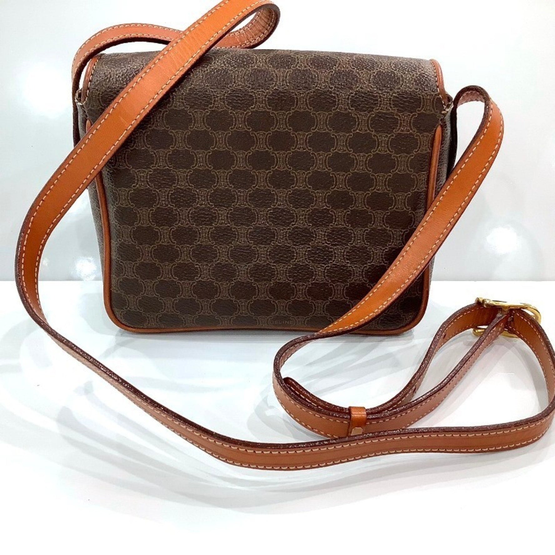 CELINE Macadam Shoulder Bag Triomphe Leather PVC