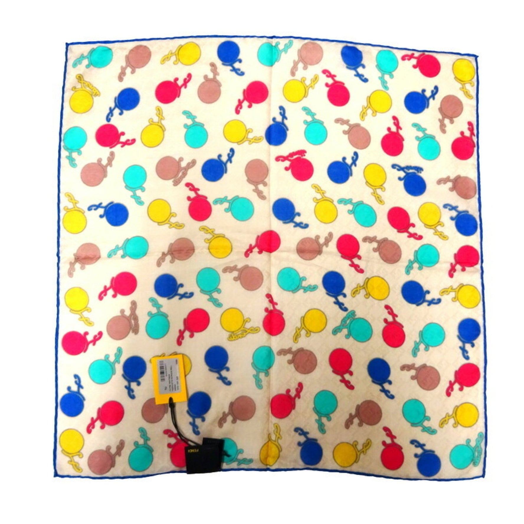 Fendi Ball Pattern Bandana Scarf Muffler Cotton Beige/Multicolor